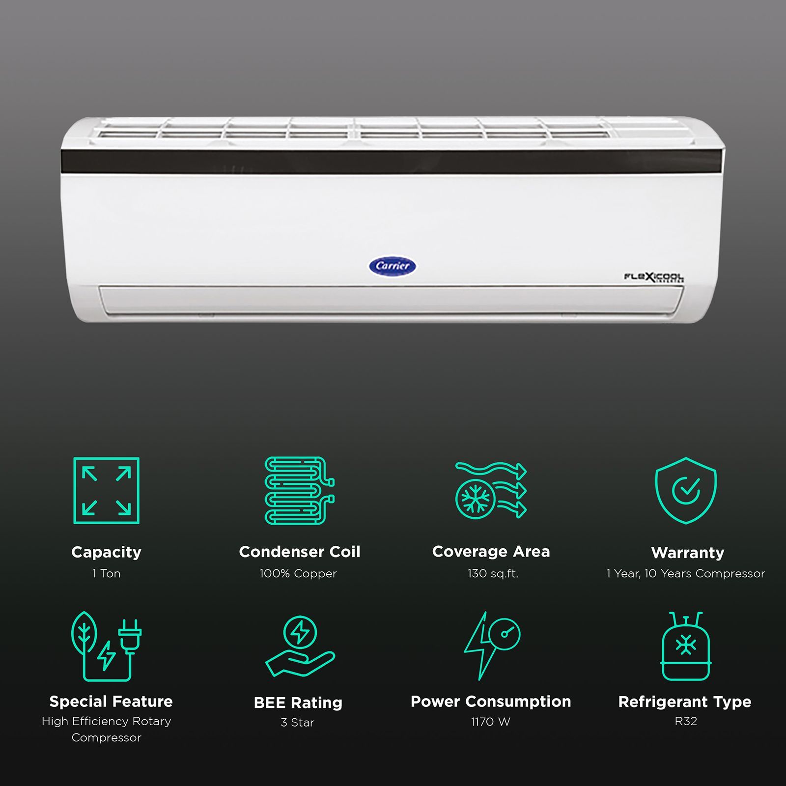 Carrier Durafresh CXI 1 Ton 3 Star Inverter Split AC (Copper Condenser, PM 2.5 Micron Filter, CAI12DF3R31W1) Carrier Durafresh CXI 1 Ton 3 Star Inverter Split AC (Copper Condenser, PM 2.5 Micron Filter, CAI12DF3R31W1)_2