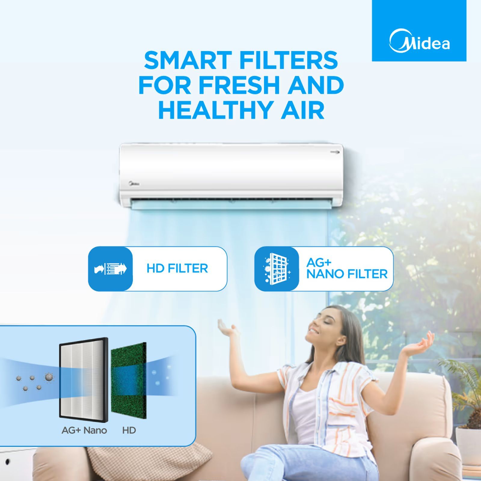 Midea Santis Neo DLX 1.5 Ton 3 Star Inverter Split AC (Copper Condenser, AG+ Nano Filter, MAI18SD3R30F1) Midea Santis Neo DLX 1.5 Ton 3 Star Inverter Split AC (Copper Condenser, AG+ Nano Filter, MAI18SD3R30F1)_6