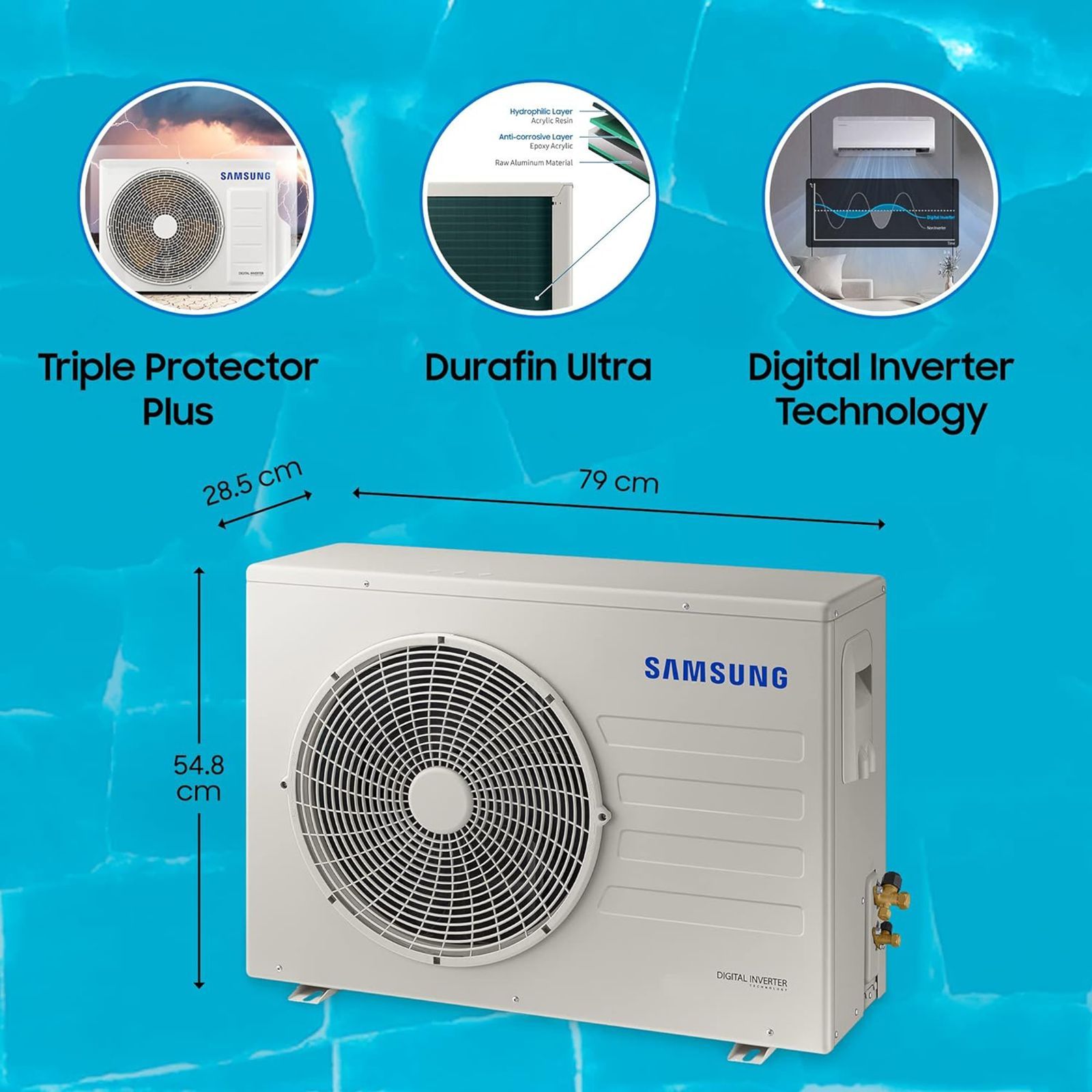 SAMSUNG 5 in 1 Convertible 1.5 Ton 5 Star Inverter Split AC with HD Filter (Copper Condenser, AR18BYNZAUR)_12