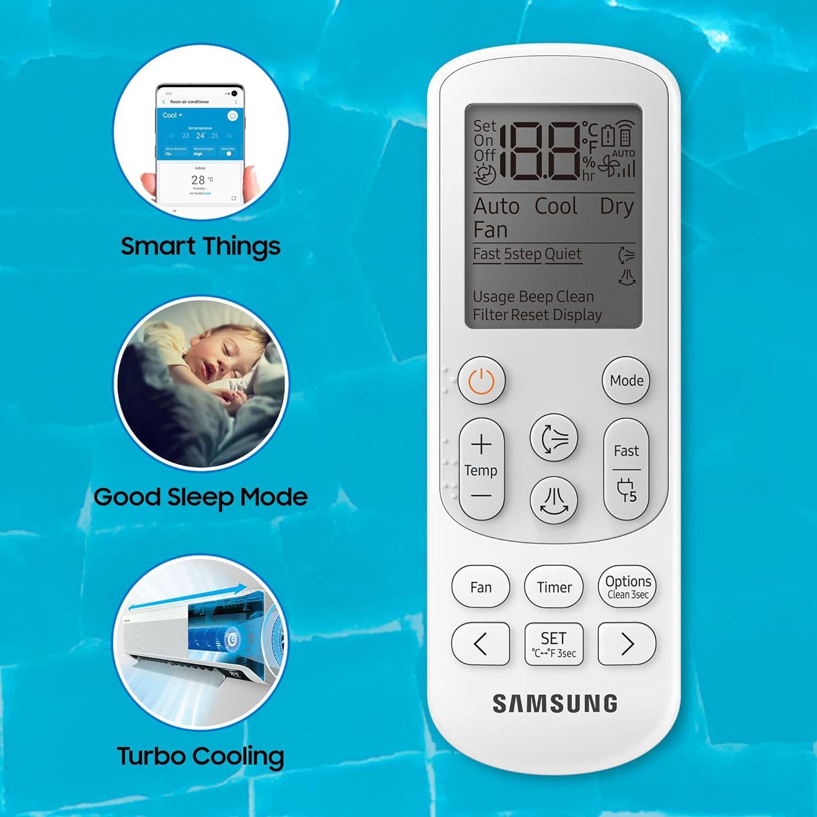 SAMSUNG 5 in 1 Convertible 1.5 Ton 5 Star Inverter Split Smart AC (Copper Condenser, AR18BYNZBWK)_15