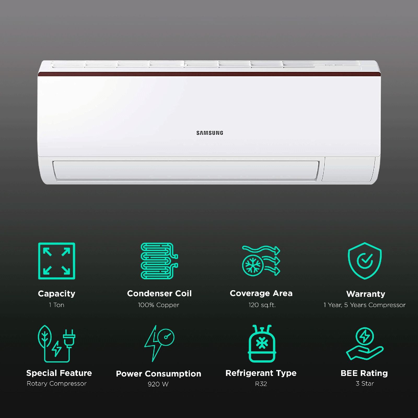 SAMSUNG Ultima Series 1 Ton 3 Star Split AC (Copper Condenser, HD Filter, AR12TG3BBWK) SAMSUNG Ultima Series 1 Ton 3 Star Split AC (Copper Condenser, HD Filter, AR12TG3BBWK)_2
