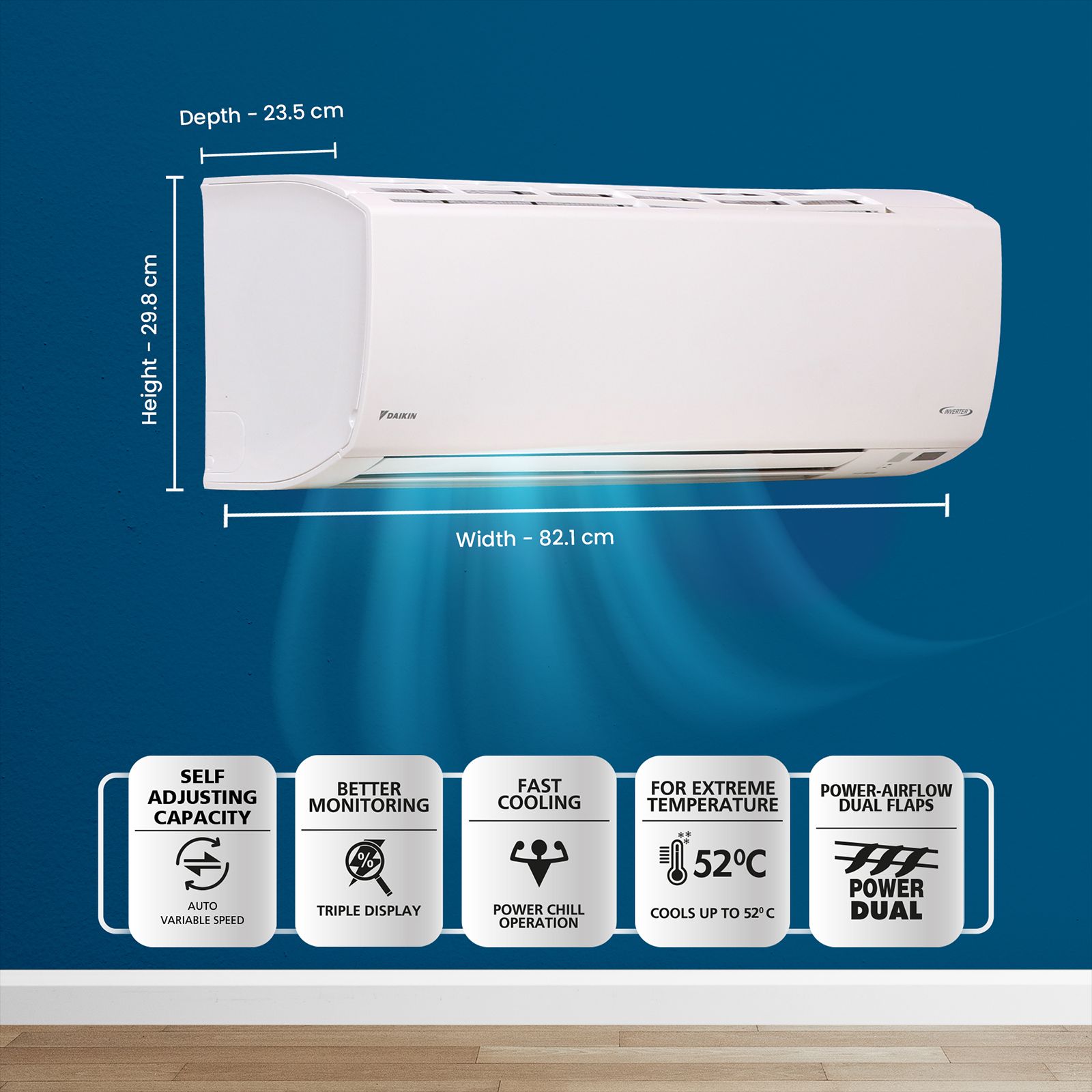 DAIKIN Premium Series 1 Ton 3 Star Inverter Split Smart AC with Dew Clean Technology (Copper Condenser, ATKL35UV16W)_12