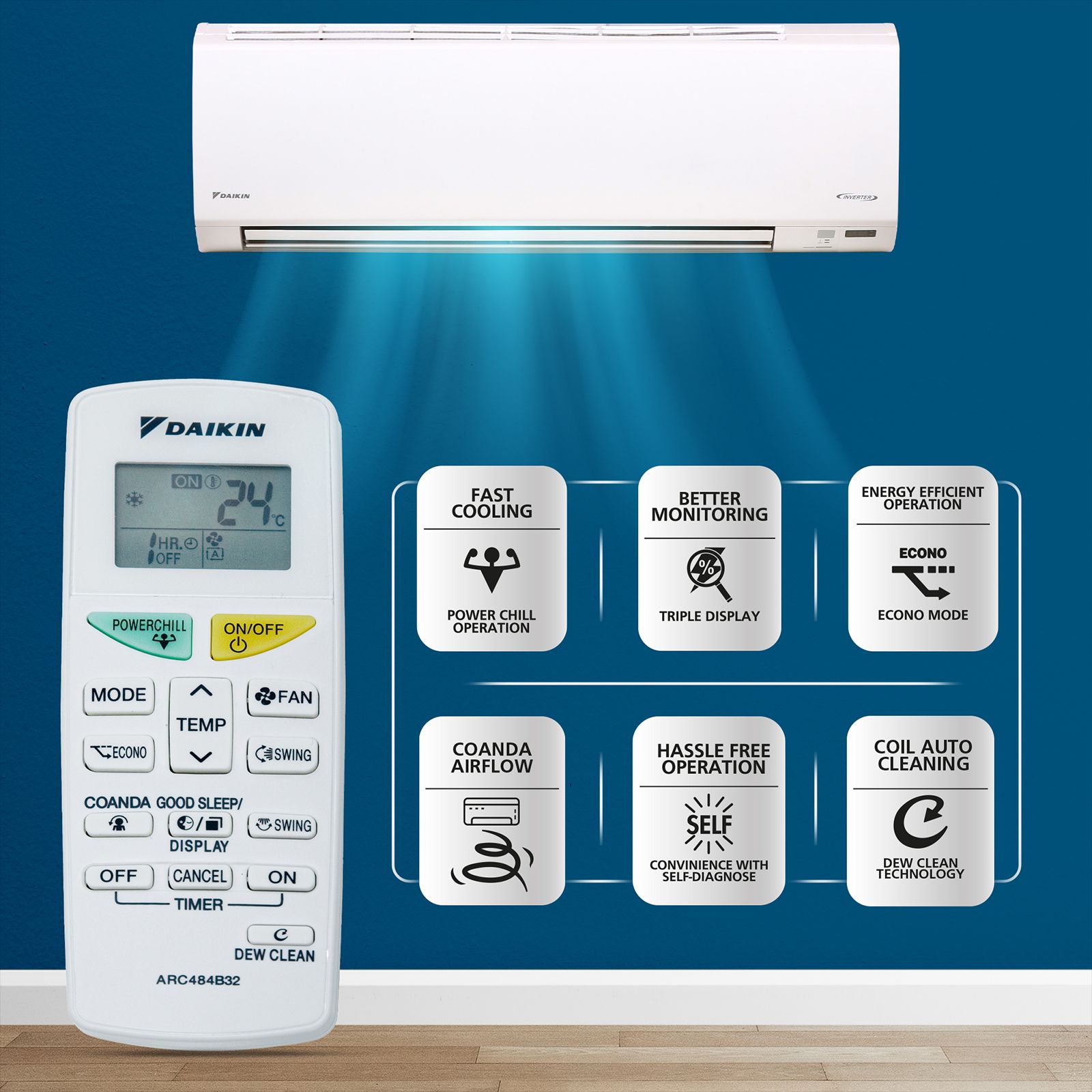 DAIKIN Premium Series 1 Ton 3 Star Inverter Split Smart AC with Dew Clean Technology (Copper Condenser, ATKL35UV16W)_13