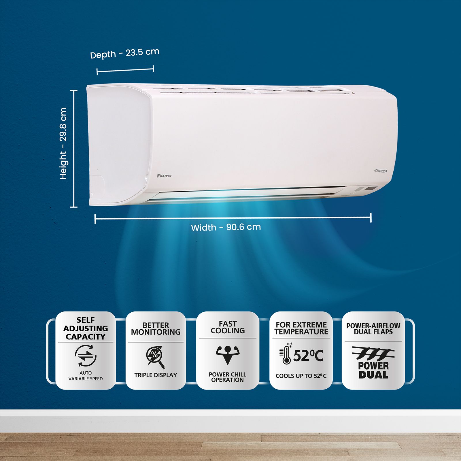 DAIKIN Premium Series 1.5 Ton 3 Star Inverter Split Smart AC with Dew Clean Technology (Copper Condenser, ATKL50UV16V/U/V3)_5