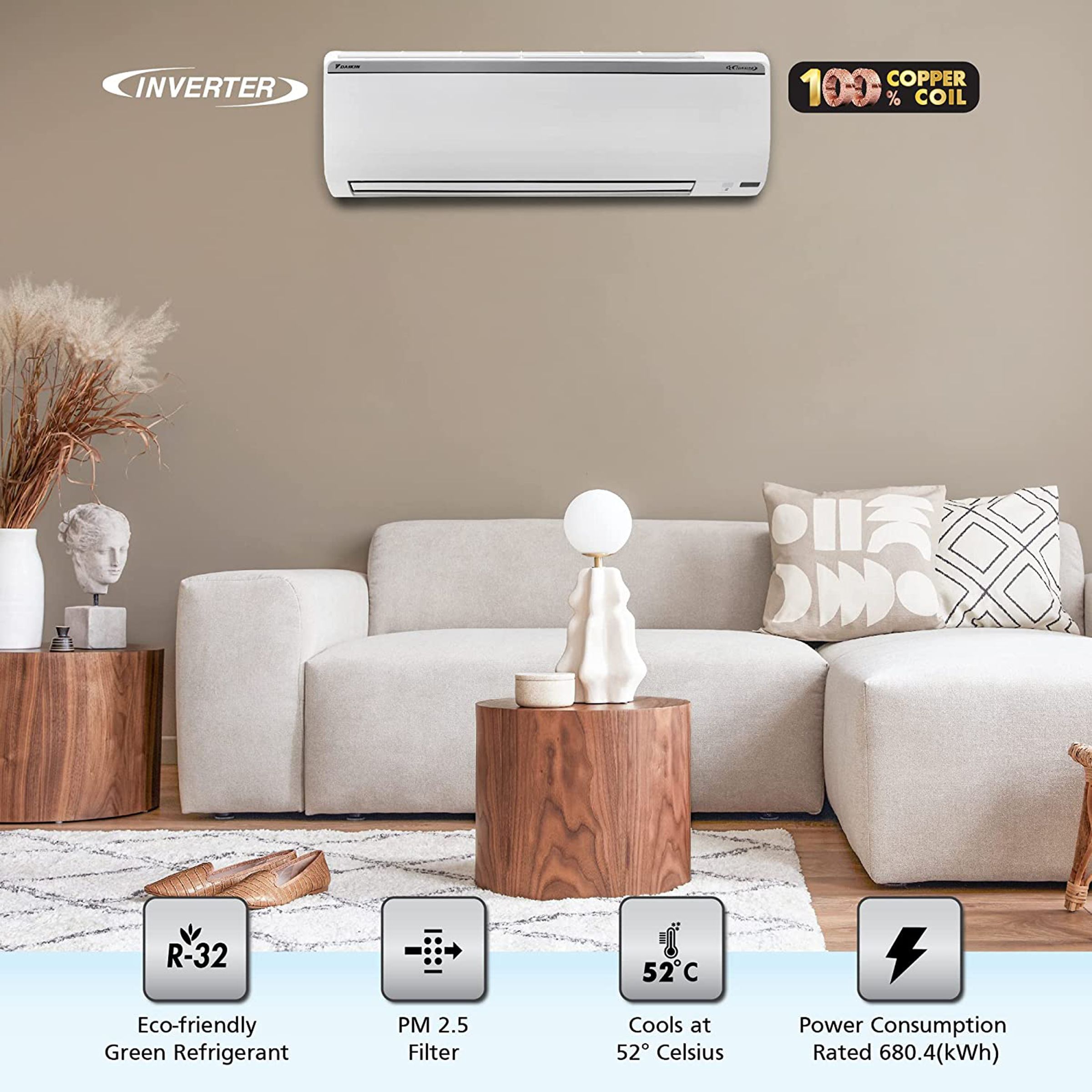 DAIKIN Streamer Discharge 1 Ton 3 Star Inverter Split AC (Copper Condenser, Air Purification Filter, FTKN35U)_7