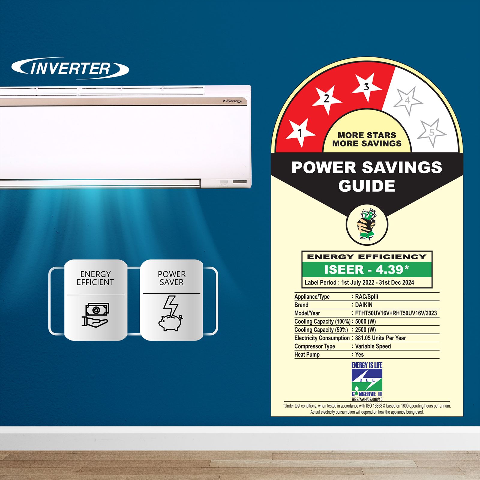 DAIKIN 1.5 Ton 3 Star Hot & Cold Inverter Split AC (Copper Condenser, PM 2.5 Filter, FTHT50UV)_3