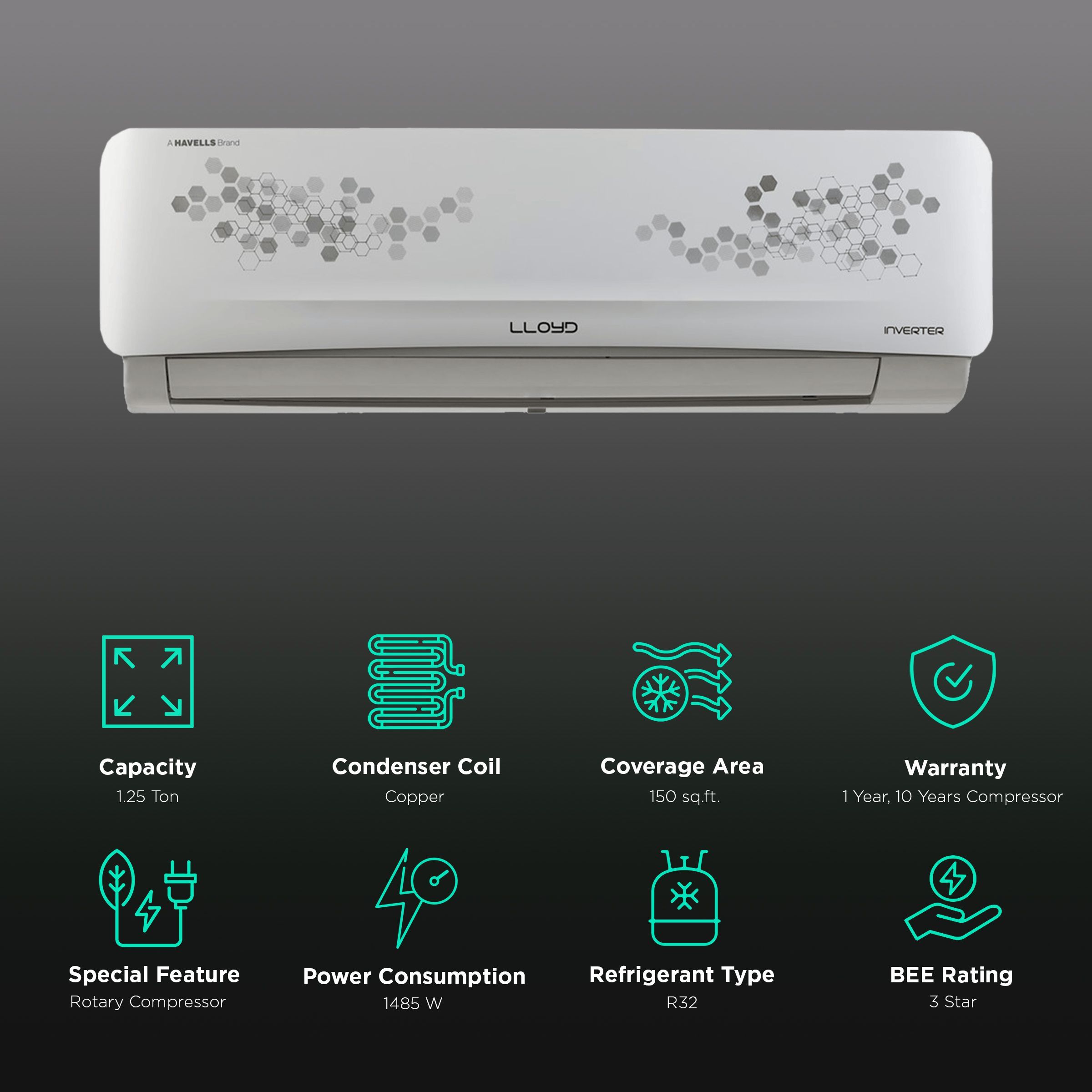 LLOYD 5 in 1 Convertible 1.2 Ton 3 Star Inverter Split AC with Anti-bacteria Filter (Copper Condenser, GLS15I3FWSEV) LLOYD 5 in 1 Convertible 1.2 Ton 3 Star Inverter Split AC with Anti-bacteria Filter (Copper Condenser, GLS15I3FWSEV)_2