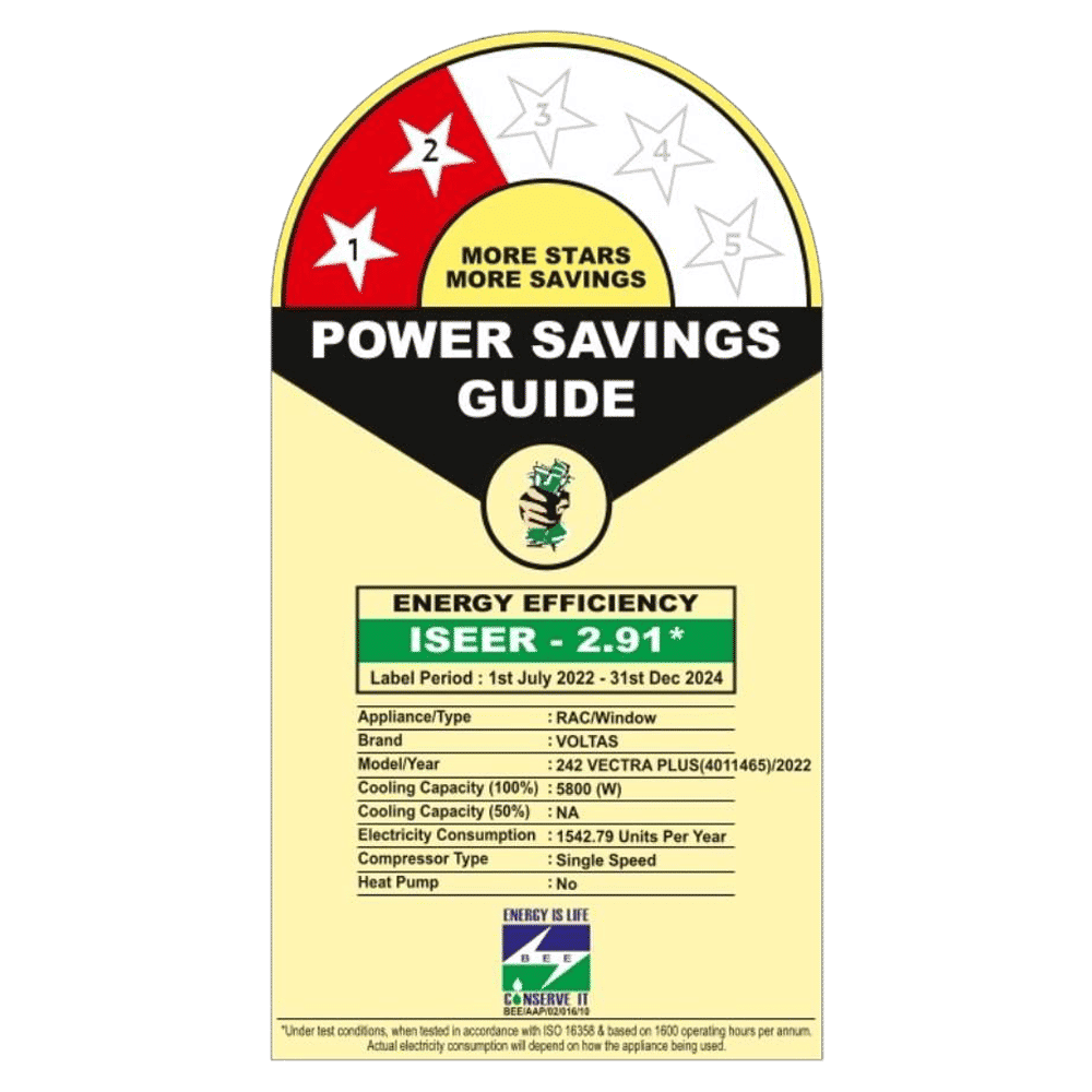 VOLTAS 2 Ton 2 Star Fixed Speed Window AC ( Copper Condenser, Anti Dust Filter, 242 Vectra Plus) VOLTAS 2 Ton 2 Star Fixed Speed Window AC ( Copper Condenser, Anti Dust Filter, 242 Vectra Plus)_3