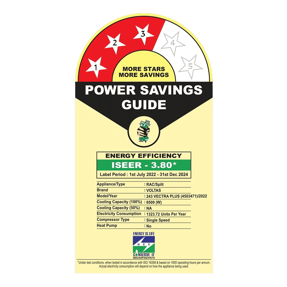 VOLTAS Vectra 2 Ton 3 Star Split AC ( Copper Condenser, Anti-Dust Filter, 243 Vectra Plus) VOLTAS Vectra 2 Ton 3 Star Split AC ( Copper Condenser, Anti-Dust Filter, 243 Vectra Plus)_3