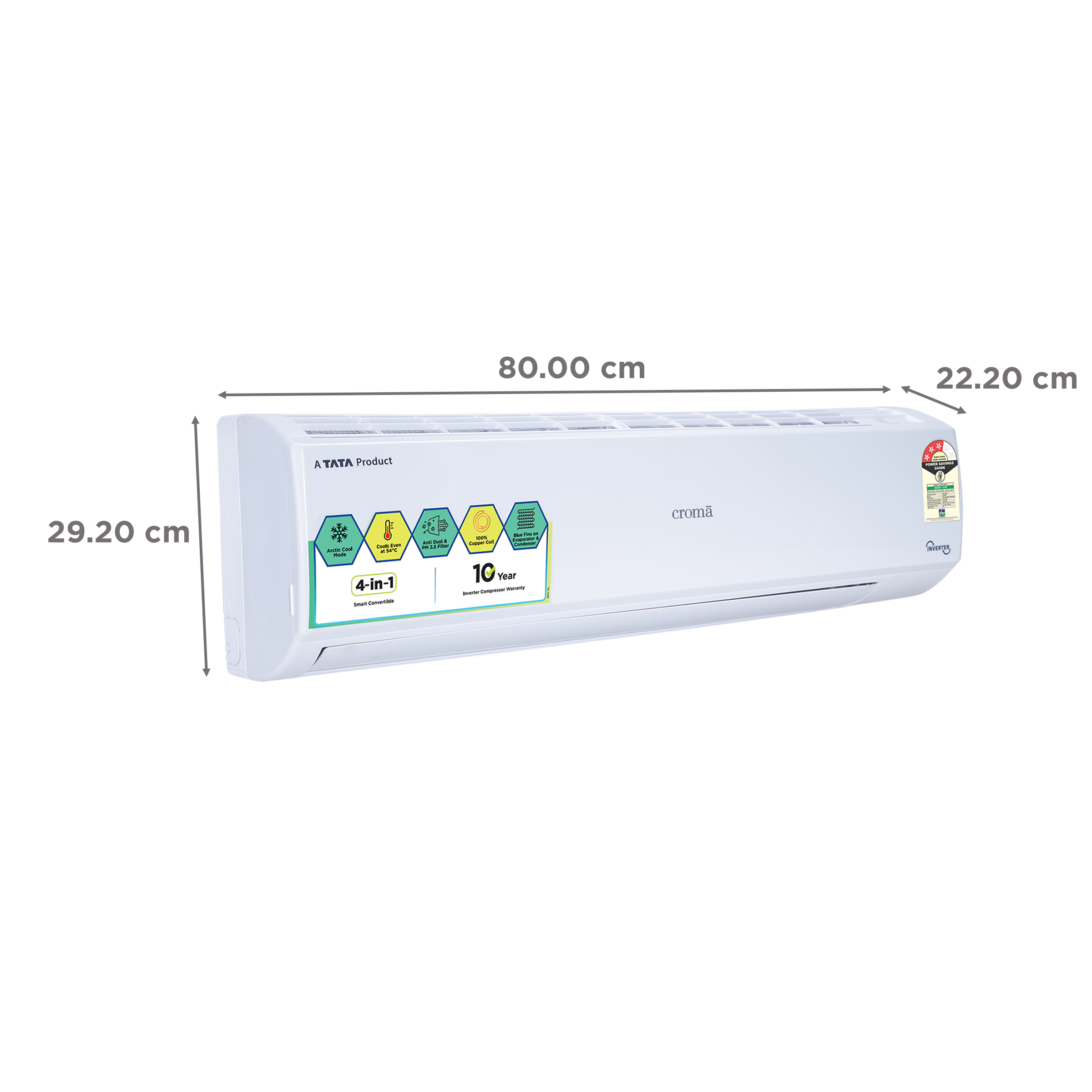 Croma 4 in 1 Convertible 1 Ton 3 Star Inverter Split AC with Dust Filter (Copper Condenser, CRLA012IND170251)_4