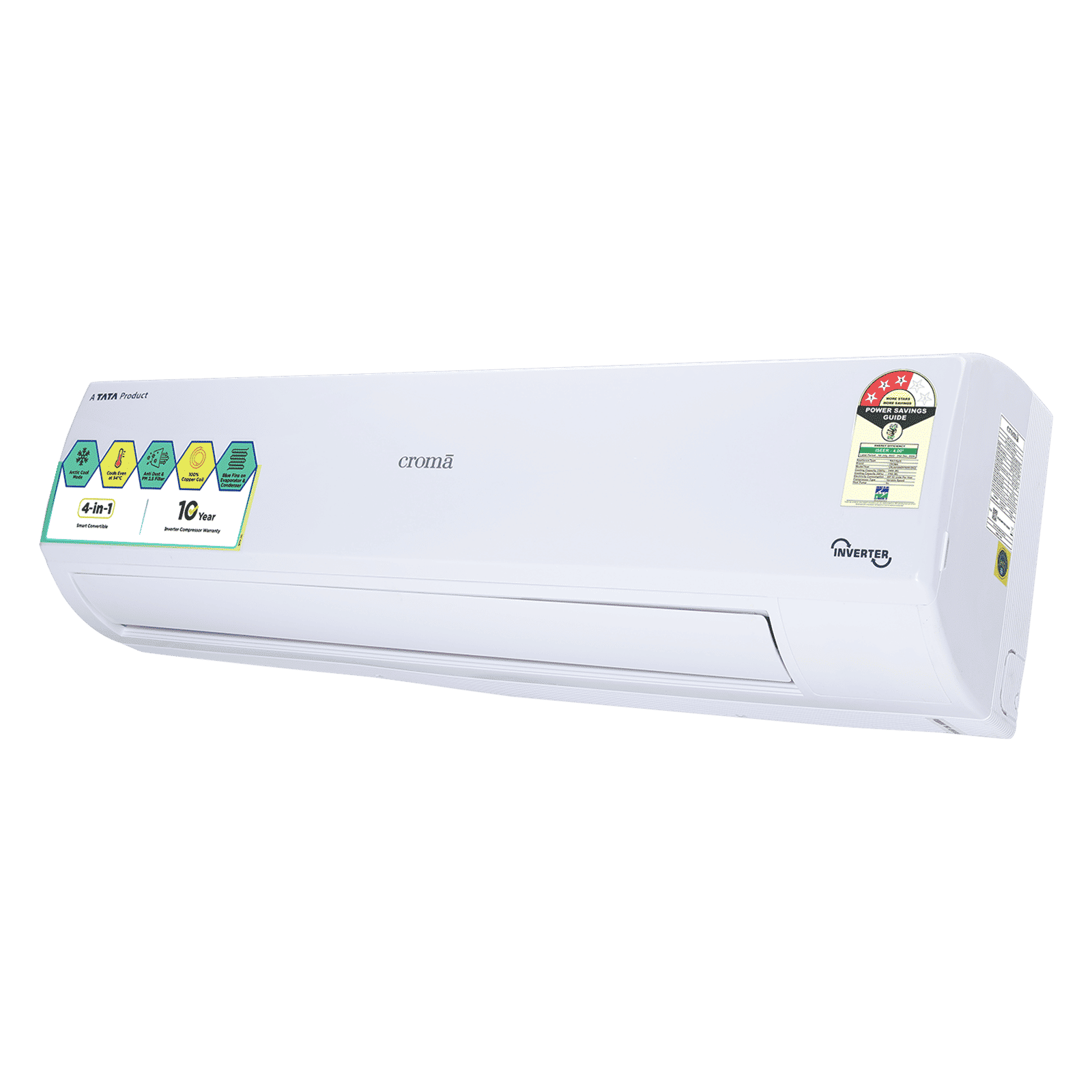 Croma 4 in 1 Convertible 1 Ton 3 Star Inverter Split AC with Dust Filter (Copper Condenser, CRLA012IND170251)_6