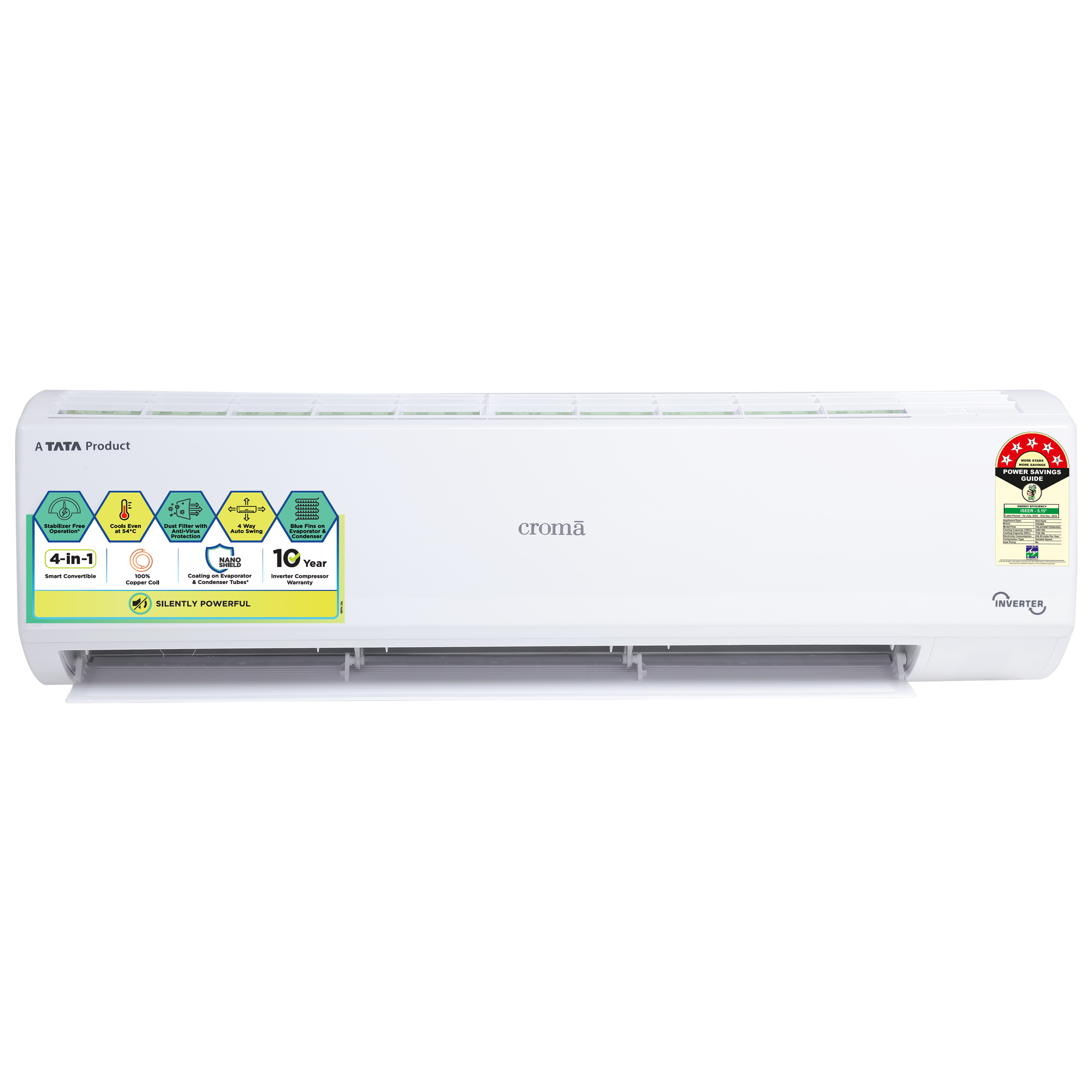 Croma 4 in 1 Convertible 1 Ton 5 Star Inverter Split AC with Self Diagnosis (Copper Condenser, CRLA012INF170255) Croma 4 in 1 Convertible 1 Ton 5 Star Inverter Split AC with Self Diagnosis (Copper Condenser, CRLA012INF170255)_10
