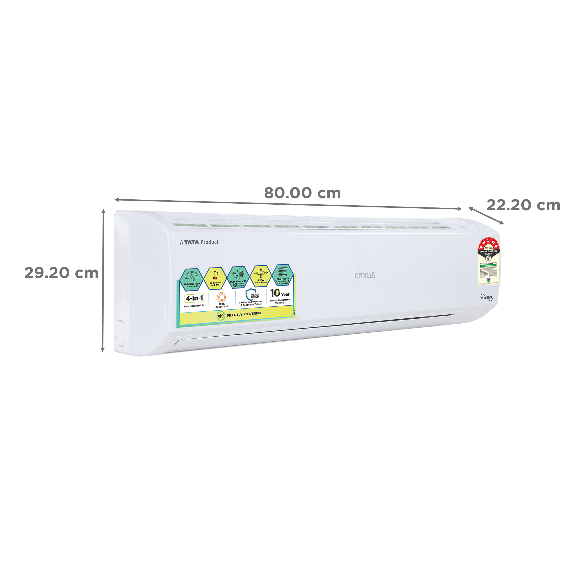 Croma 4 in 1 Convertible 1 Ton 5 Star Inverter Split AC with Self Diagnosis (Copper Condenser, CRLA012INF170255) Croma 4 in 1 Convertible 1 Ton 5 Star Inverter Split AC with Self Diagnosis (Copper Condenser, CRLA012INF170255)_4