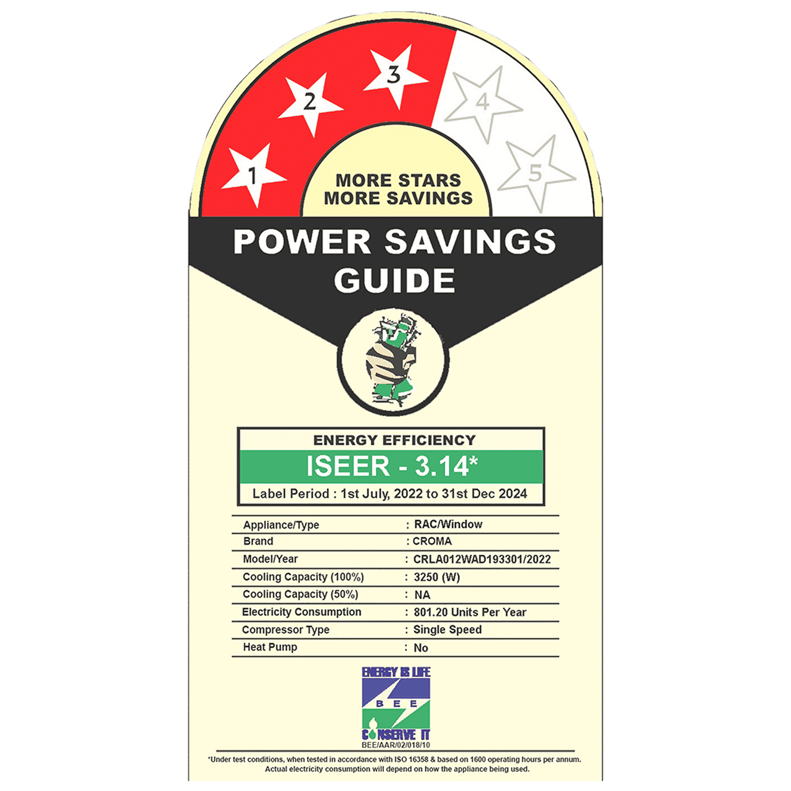 Croma 1 Ton 3 Star Fixed Speed Window AC (Copper Condenser, Dust Filter) Croma 1 Ton 3 Star Fixed Speed Window AC (Copper Condenser, Dust Filter)_3