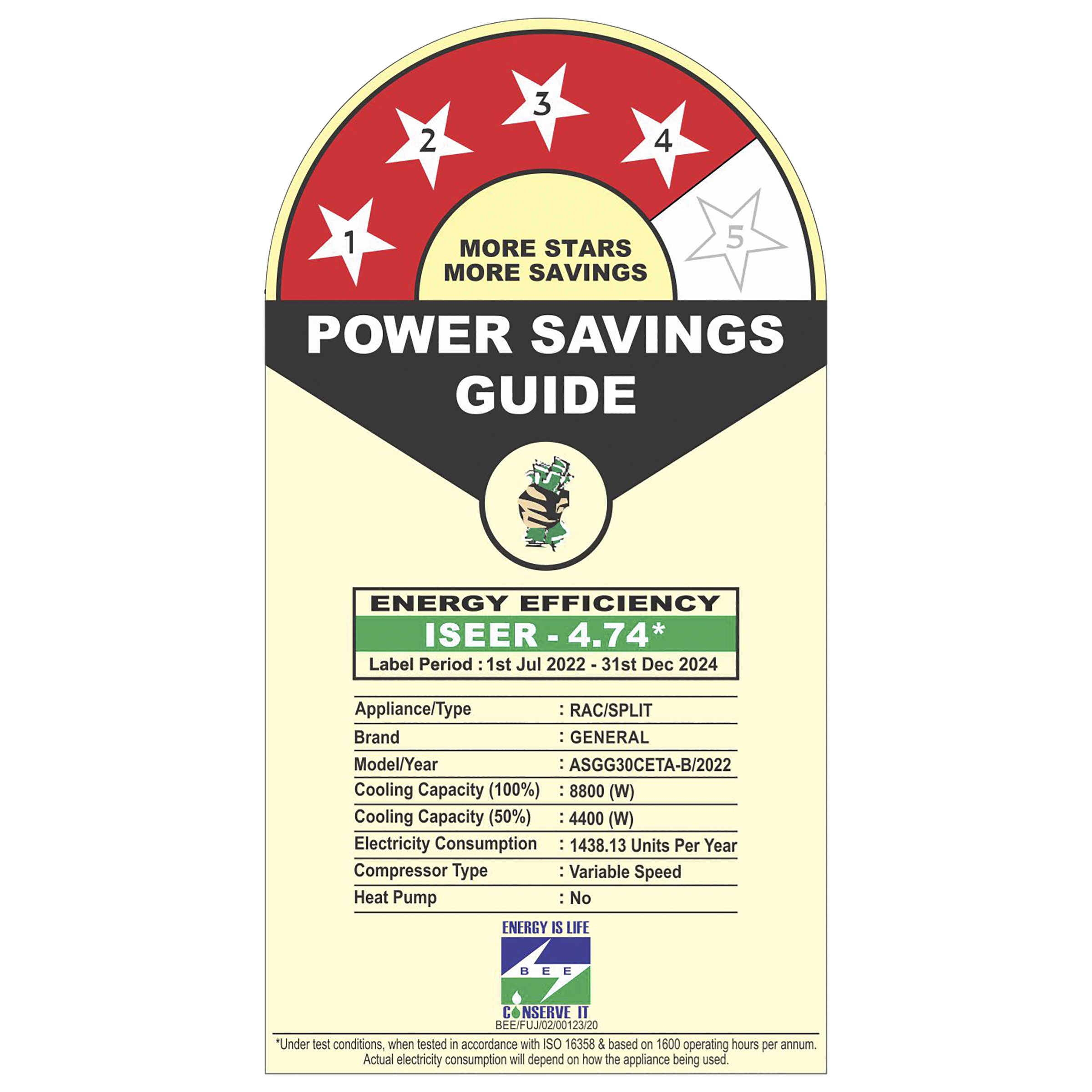 O GENERAL CET Series 2.5 Ton 4 Star Inverter Split Smart AC with Double Swing Automatic 3D Air Flow (Copper Condenser, ASGG30CETA-B)_3