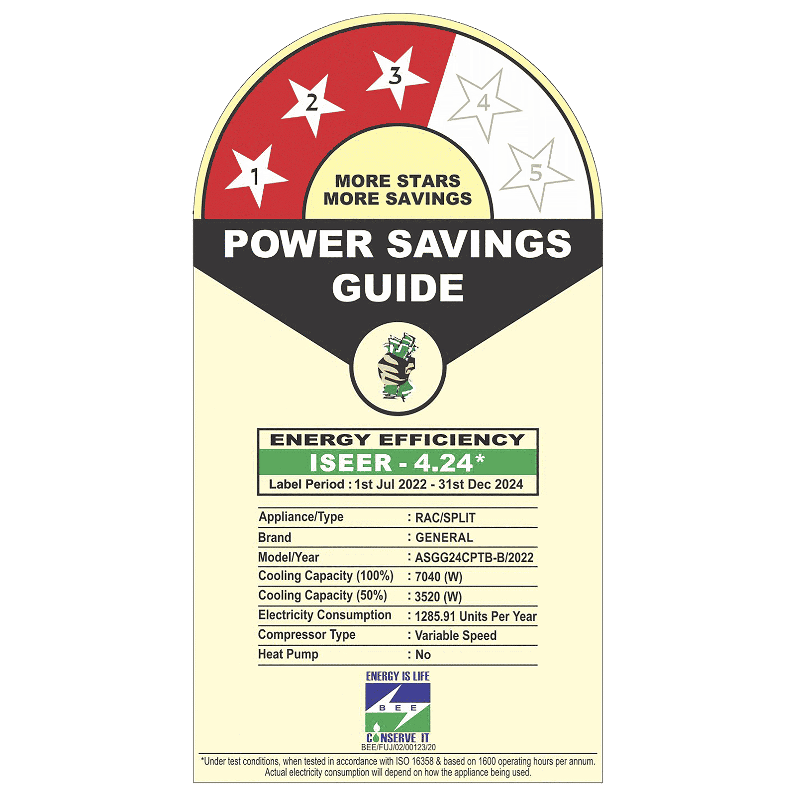 O GENERAL 2 Ton 3 Star Inverter Split AC (Copper Condenser, ASGG24CPTB-B)_3