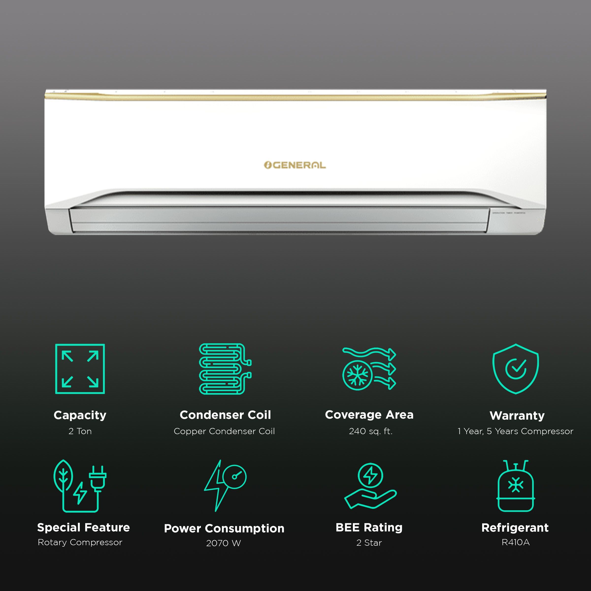 O GENERAL 2 Ton 2 Star Split AC ( Copper Condenser, ASGA24FUTD-B) O GENERAL 2 Ton 2 Star Split AC ( Copper Condenser, ASGA24FUTD-B)_2