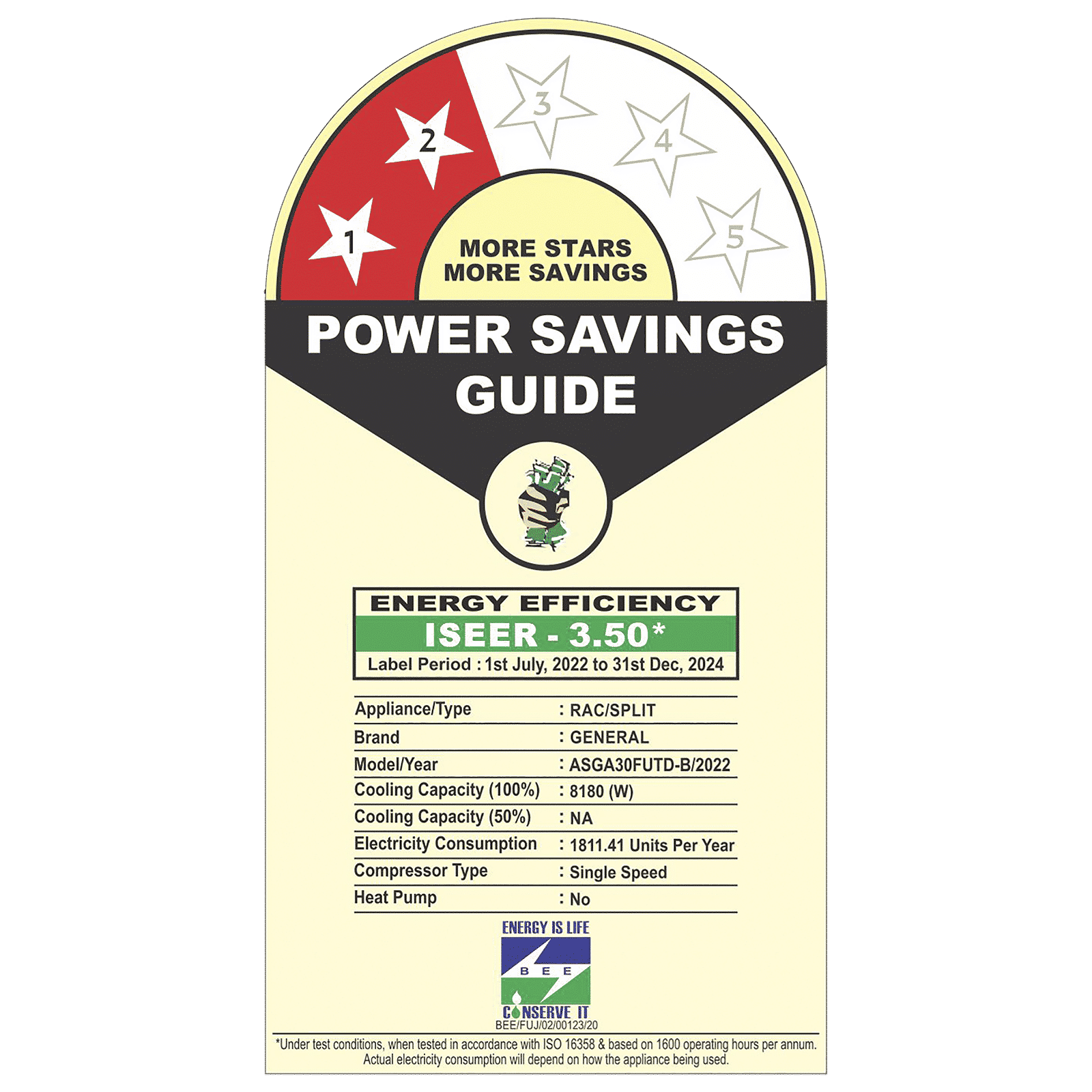 O GENERAL 2.5 Ton 2 Star Split AC (Copper Condenser, Mildew Resistant Filter, ASGA30FUTD-B)_3