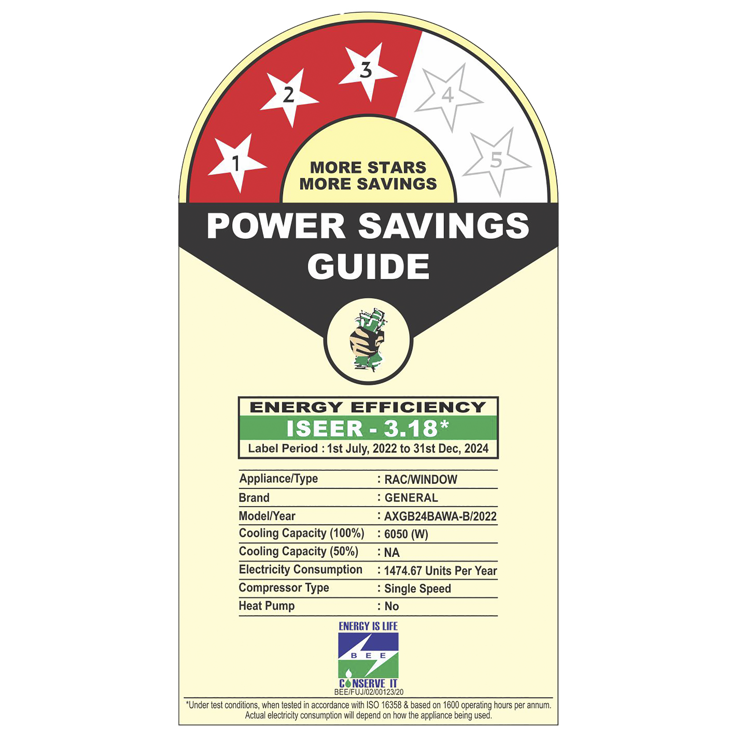 O GENERAL 1.7 Ton 3 Star Window AC ( Copper Condenser, Catechin Filter, AXGB24BAWA-B)_3