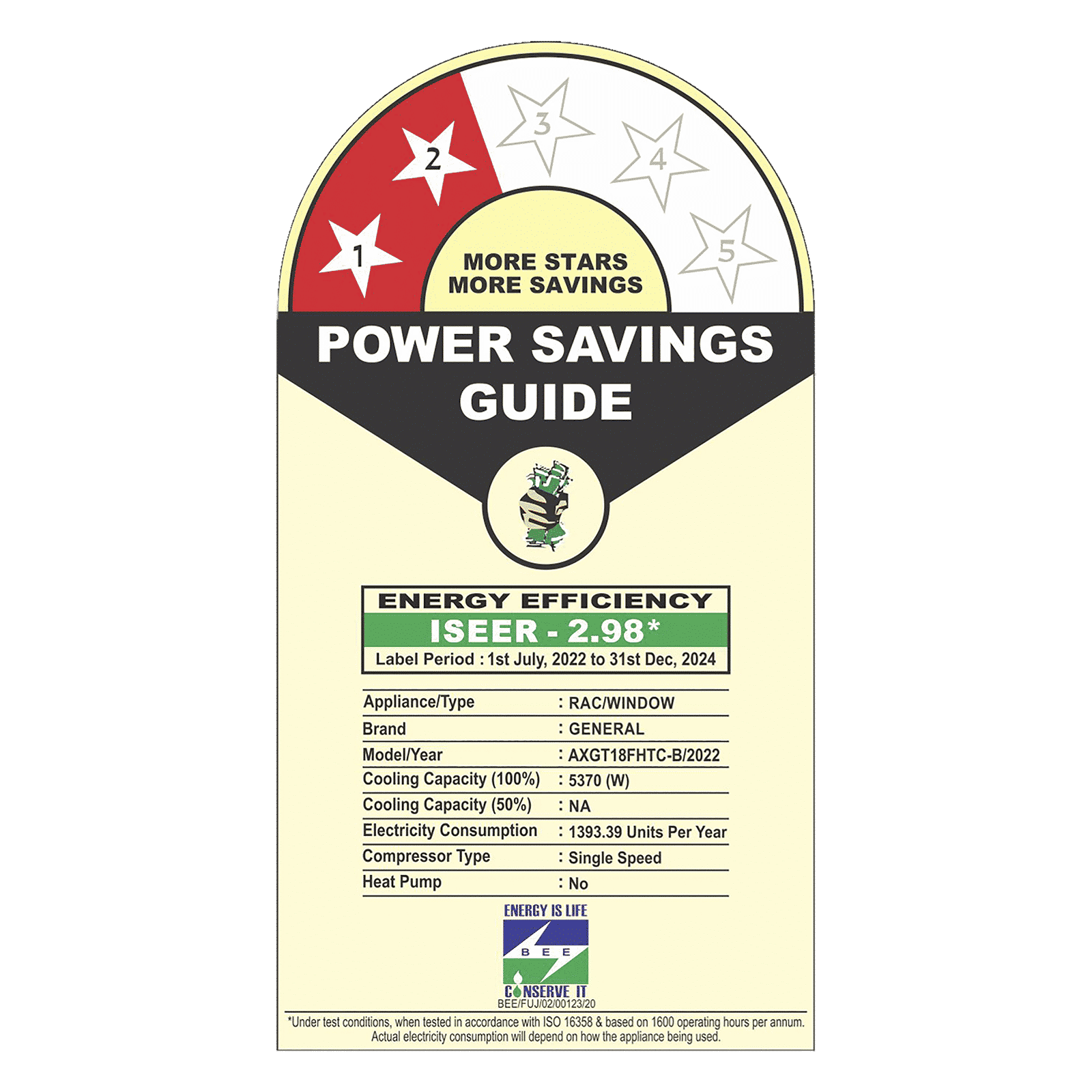 O GENERAL 1.5 Ton 2 Star Window AC (Copper Condenser, Mildew Resistant Filter, AXGTB18FHTC- B) O GENERAL 1.5 Ton 2 Star Window AC (Copper Condenser, Mildew Resistant Filter, AXGTB18FHTC- B)_2