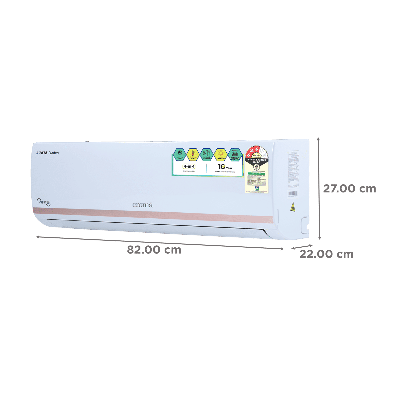 Croma 4 in 1 Convertible 1 Ton 3 Star Inverter Split AC with Dust Filter (Copper Condenser, CRLA012IND283251) Croma 4 in 1 Convertible 1 Ton 3 Star Inverter Split AC with Dust Filter (Copper Condenser, CRLA012IND283251)_3