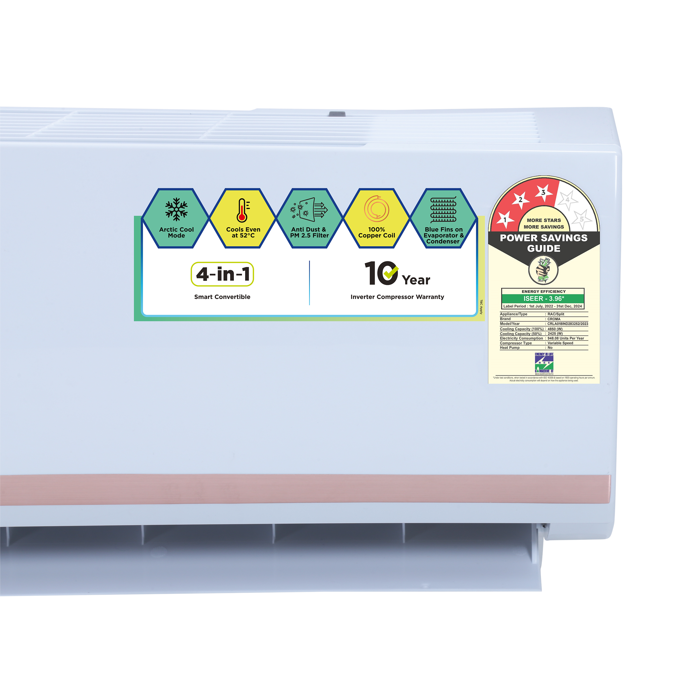Croma 4 in 1 Convertible 1.5 Ton 3 Star Inverter Split AC with Dust Filter (Copper Condenser, CRLA018IND283252)_15