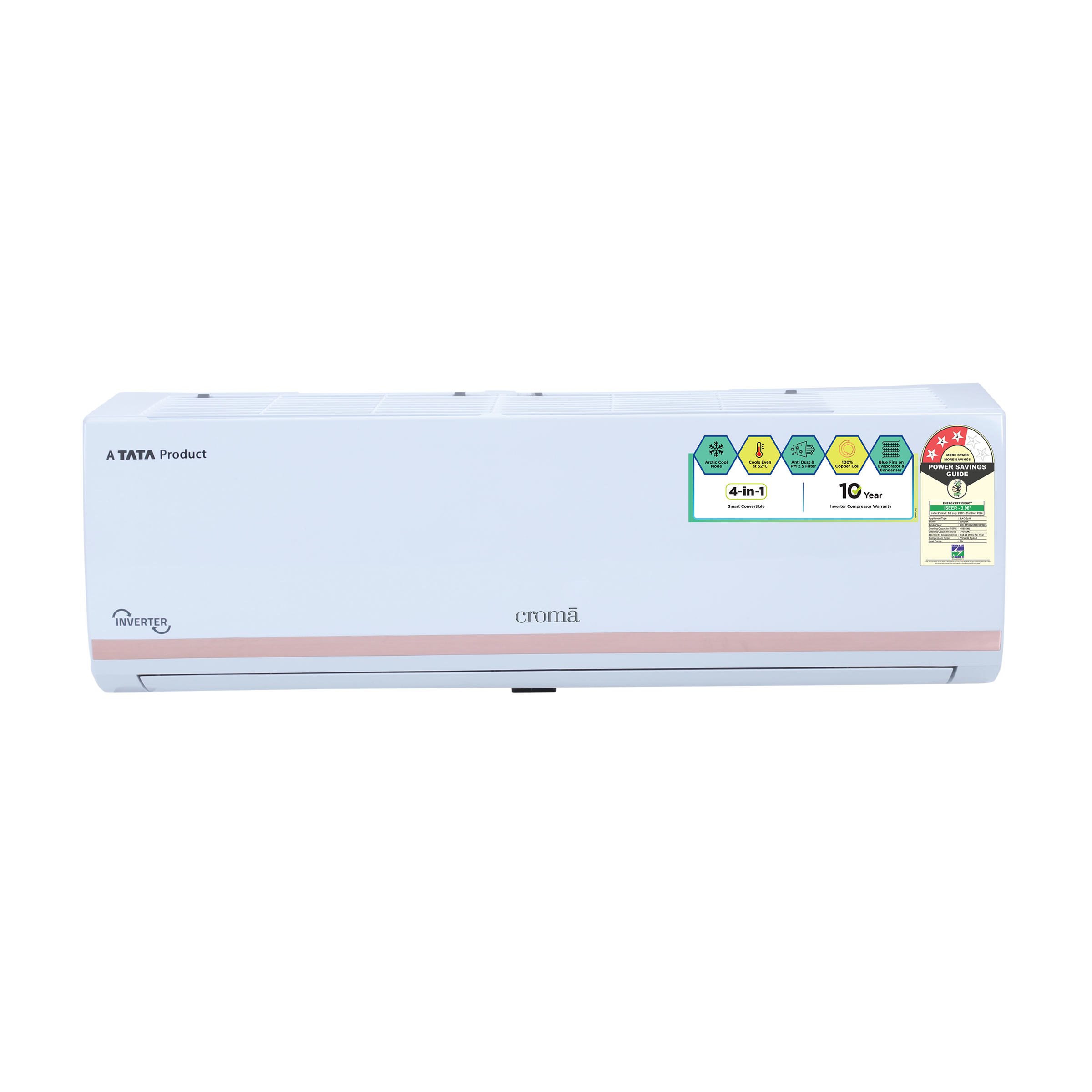 Croma 4 in 1 Convertible 1.5 Ton 3 Star Inverter Split AC with Dust Filter (Copper Condenser, CRLA018IND283252)_1