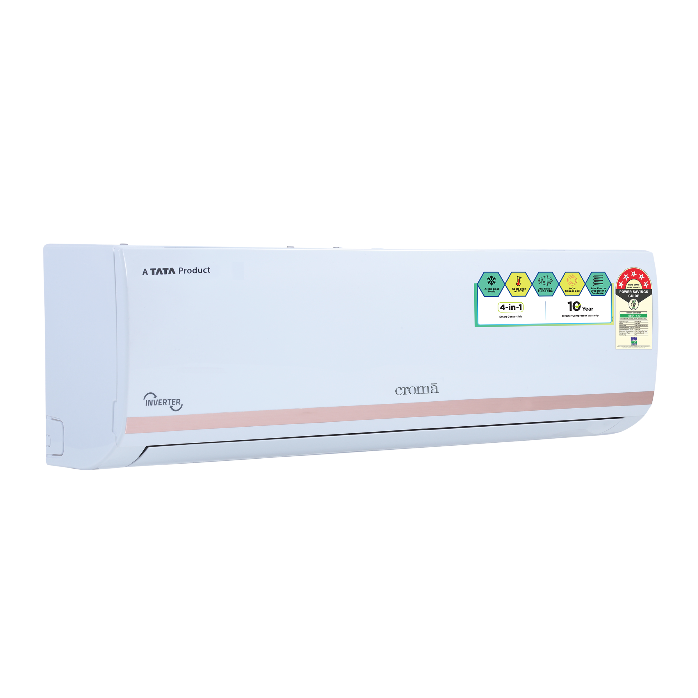 Croma 4 in 1 Convertible 1.5 Ton 5 Star Inverter Split AC with Dust Filter (Copper Condenser, CRLA018INF283255) Croma 4 in 1 Convertible 1.5 Ton 5 Star Inverter Split AC with Dust Filter (Copper Condenser, CRLA018INF283255)_6