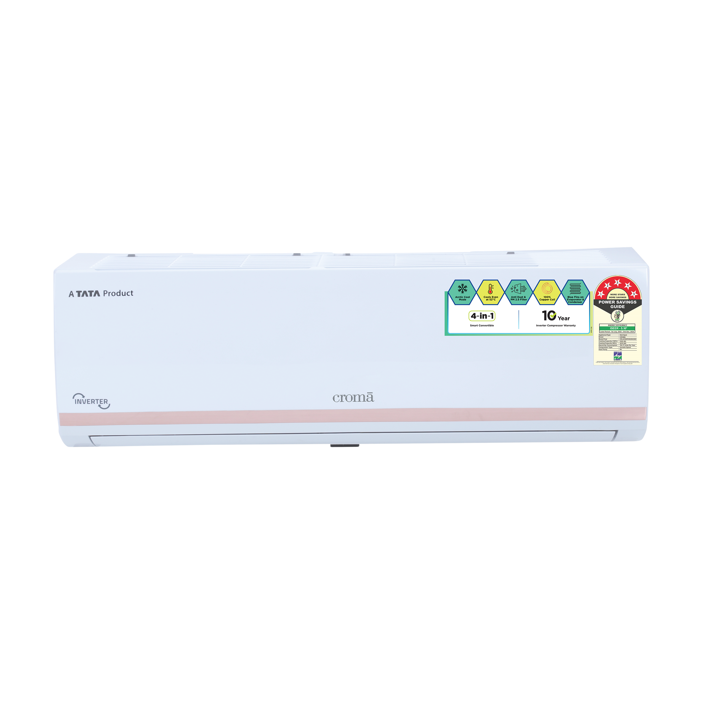 Croma 4 in 1 Convertible 1.5 Ton 5 Star Inverter Split AC with Dust Filter (Copper Condenser, CRLA018INF283255) Croma 4 in 1 Convertible 1.5 Ton 5 Star Inverter Split AC with Dust Filter (Copper Condenser, CRLA018INF283255)_1