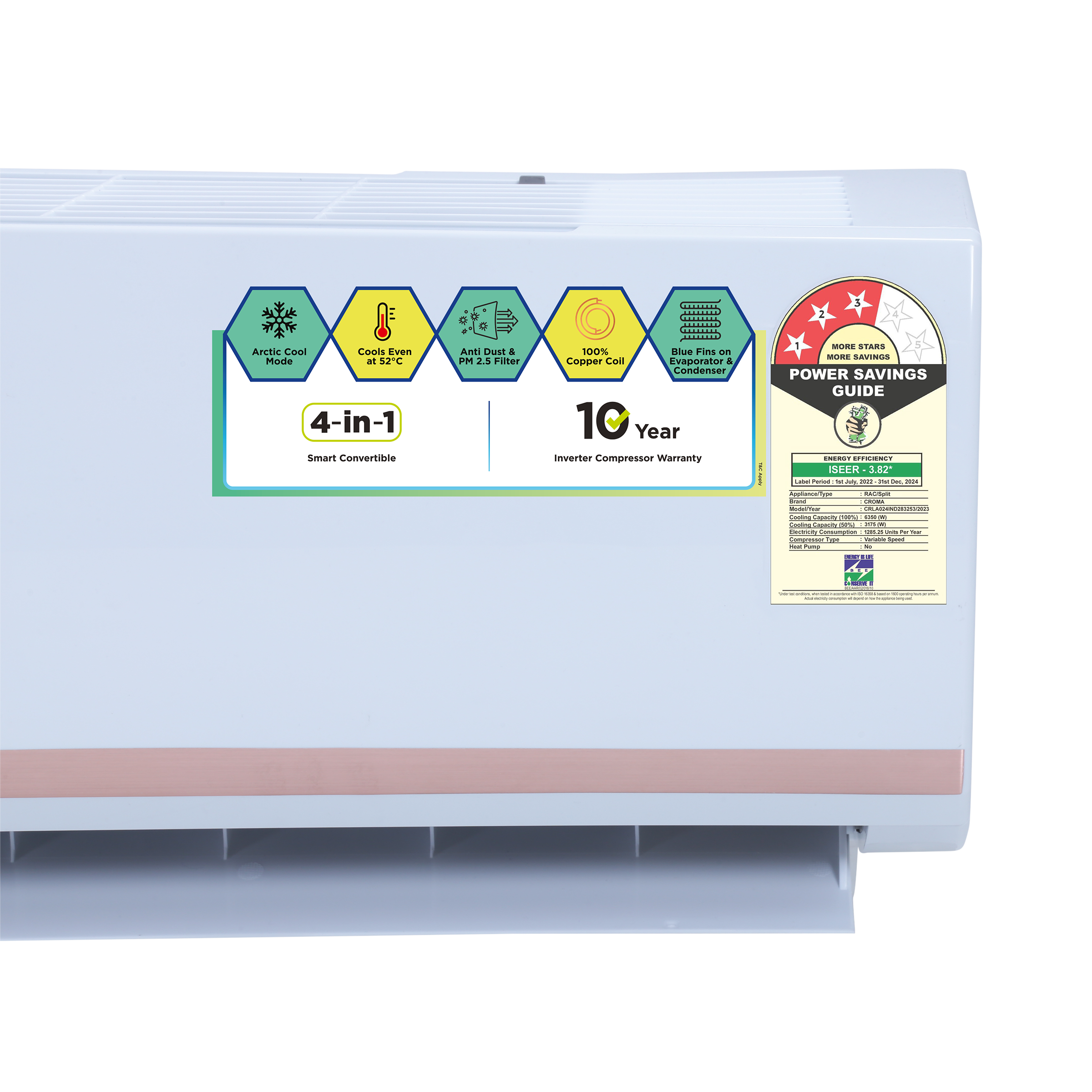 Croma 4 in 1 Convertible 2 Ton 3 Star Inverter Split AC with Dust Filter (Copper Condenser, CRLA024IND283253)_11