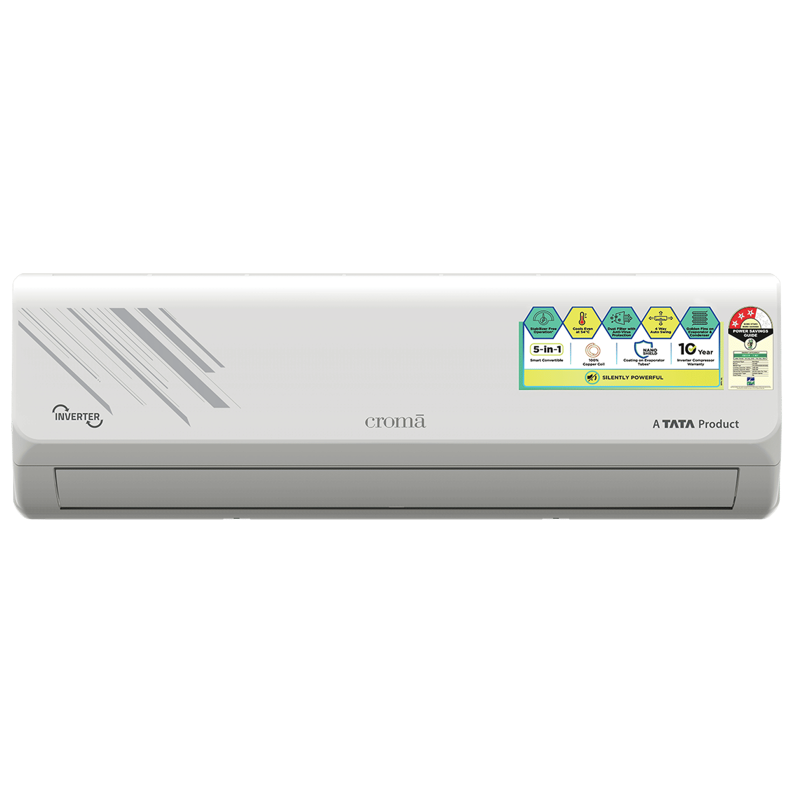 Croma 5 in 1 Convertible 1 Ton 3 Star Inverter Split AC with Self Diagnosis (Copper Condenser, CRLA012IND255351)_1