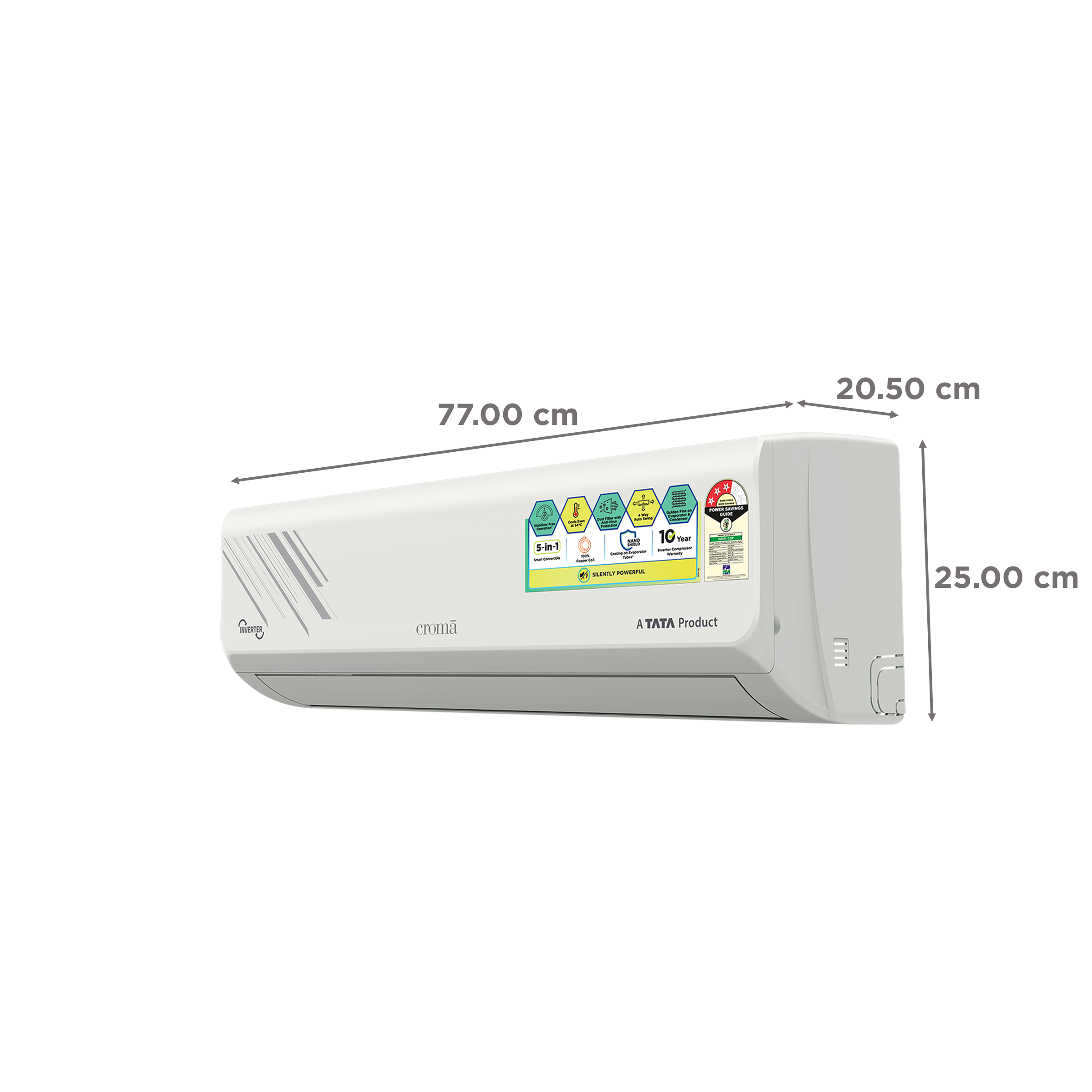 Croma 5 in 1 Convertible 1 Ton 3 Star Inverter Split AC with Self Diagnosis (Copper Condenser, CRLA012IND255351)_4
