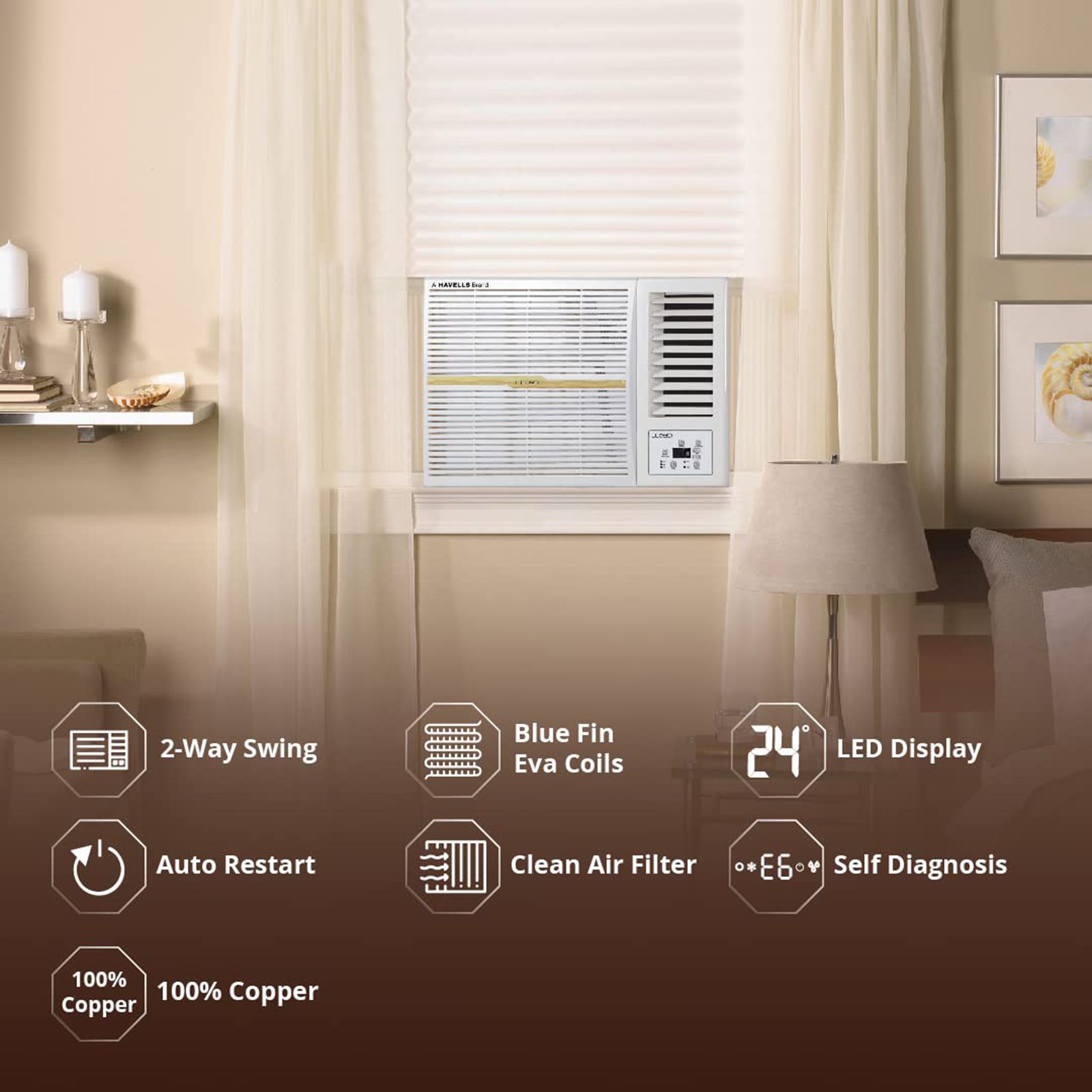 LLOYD 1.5 Ton 4 Star Window AC (Copper Condenser, GLW18C4YWGEW)_7
