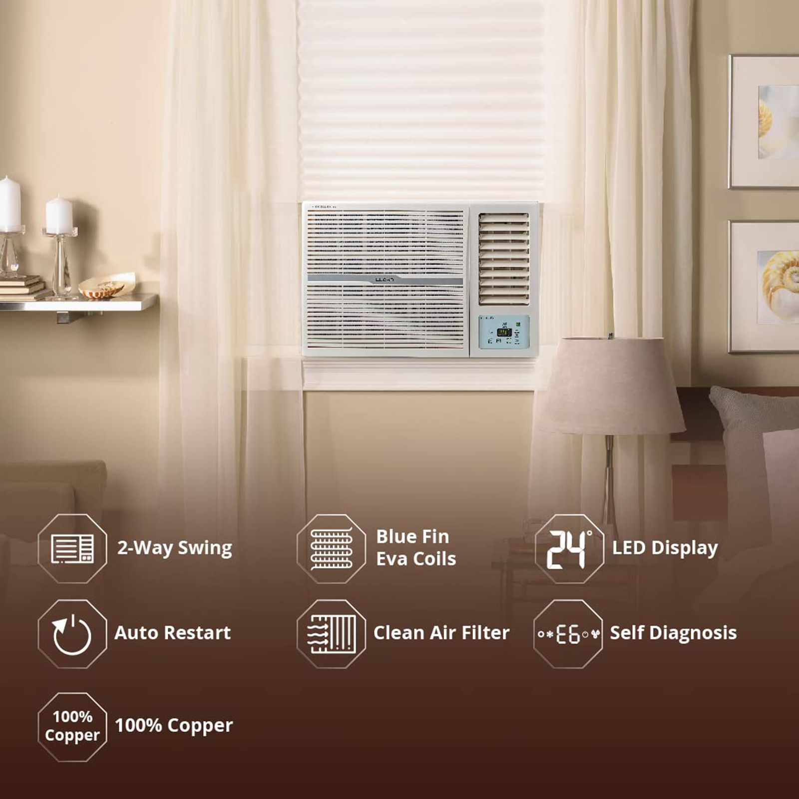 LLOYD 1 Ton 3 Star Window AC ( Copper Condenser, GLW12C3XWSEW)_7
