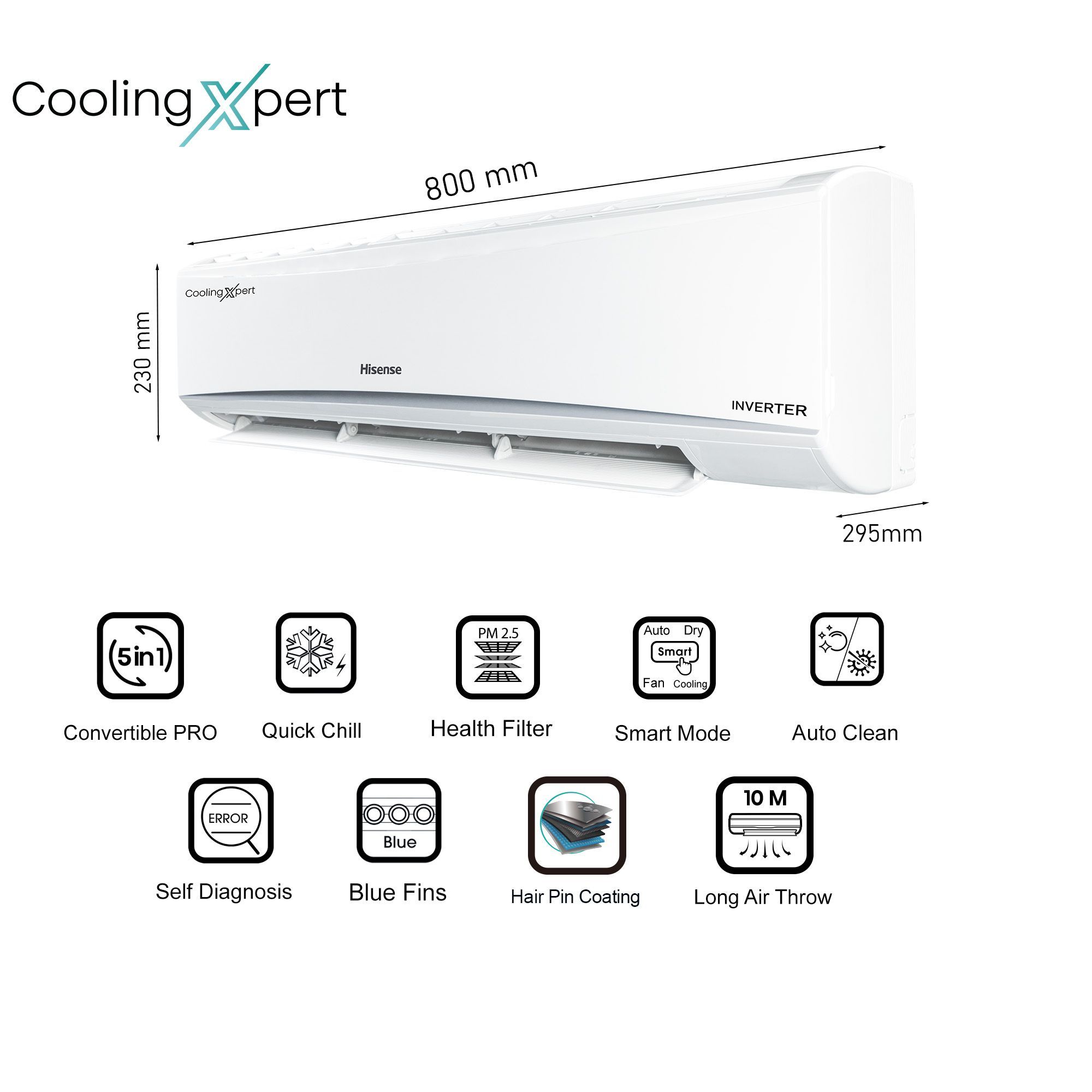 Hisense Cooling Expert 5 in 1 Convertible 1 Ton 3 Star Inverter Split AC with Auto Cleanser (Copper Condenser, ATC353HIB) Hisense Cooling Expert 5 in 1 Convertible 1 Ton 3 Star Inverter Split AC with Auto Cleanser (Copper Condenser, ATC353HIB)_8