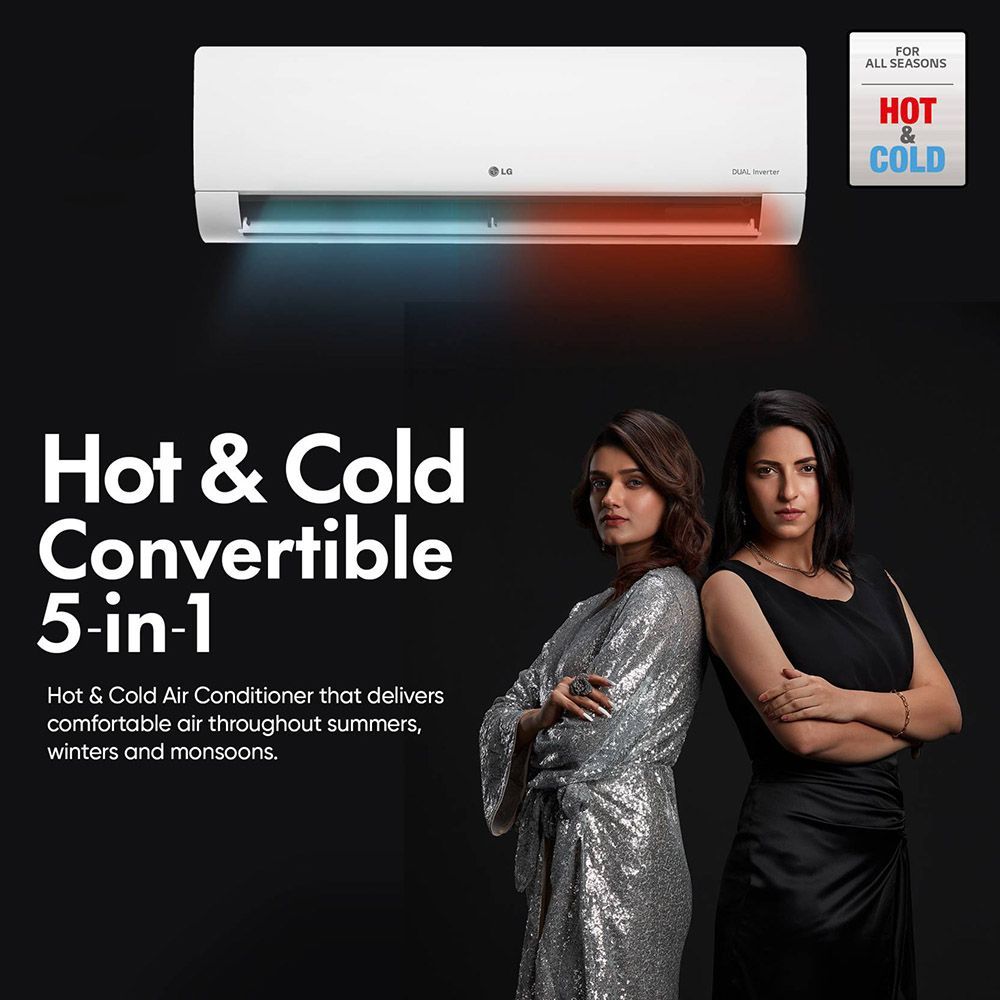 LG 5 in 1 Convertible 2 Ton 3 Star Hot & Cold Dual Inverter Split AC with 4-Way Swing (Copper Condenser, RS-H24VNXE)_18