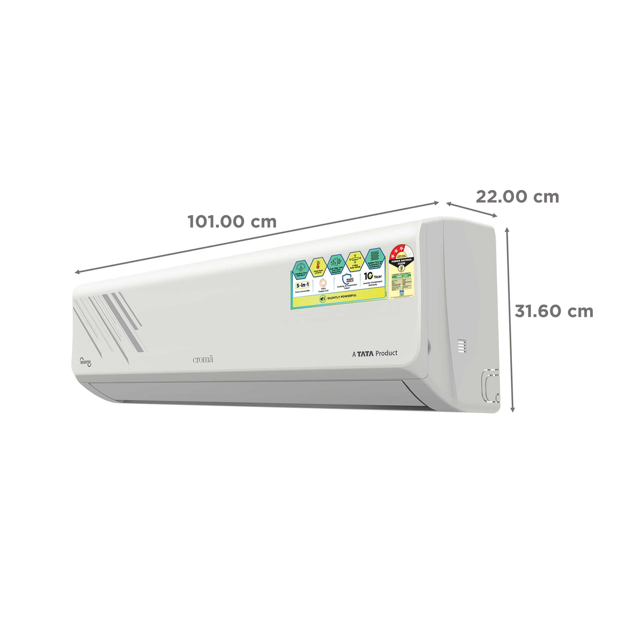 Croma 5 in 1 Convertible 2 Ton 3 Star Inverter Split AC with Dust Filter (Copper Condenser, CRLA024IND255354) Croma 5 in 1 Convertible 2 Ton 3 Star Inverter Split AC with Dust Filter (Copper Condenser, CRLA024IND255354)_4
