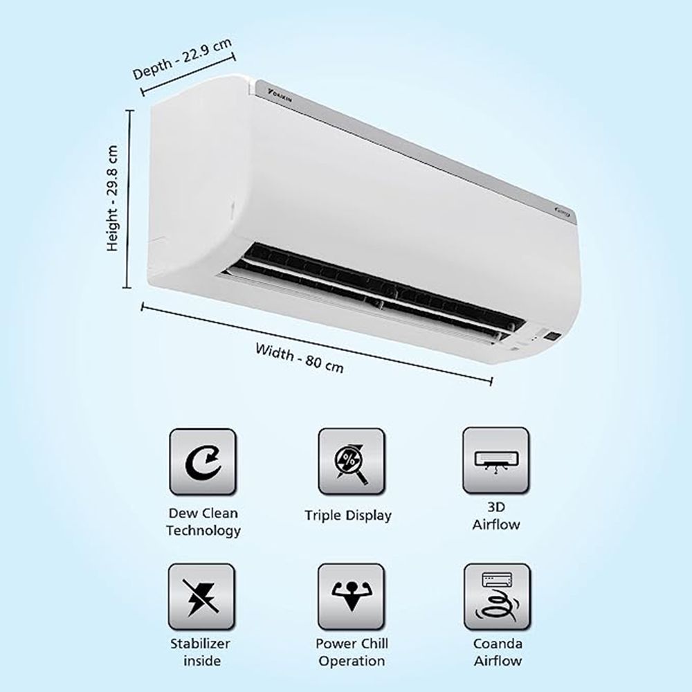 DAIKIN Standard Plus 1 Ton 3 Star Inverter Split AC (Copper Condenser, PM 2.5 Filter, MTKL35U)_10
