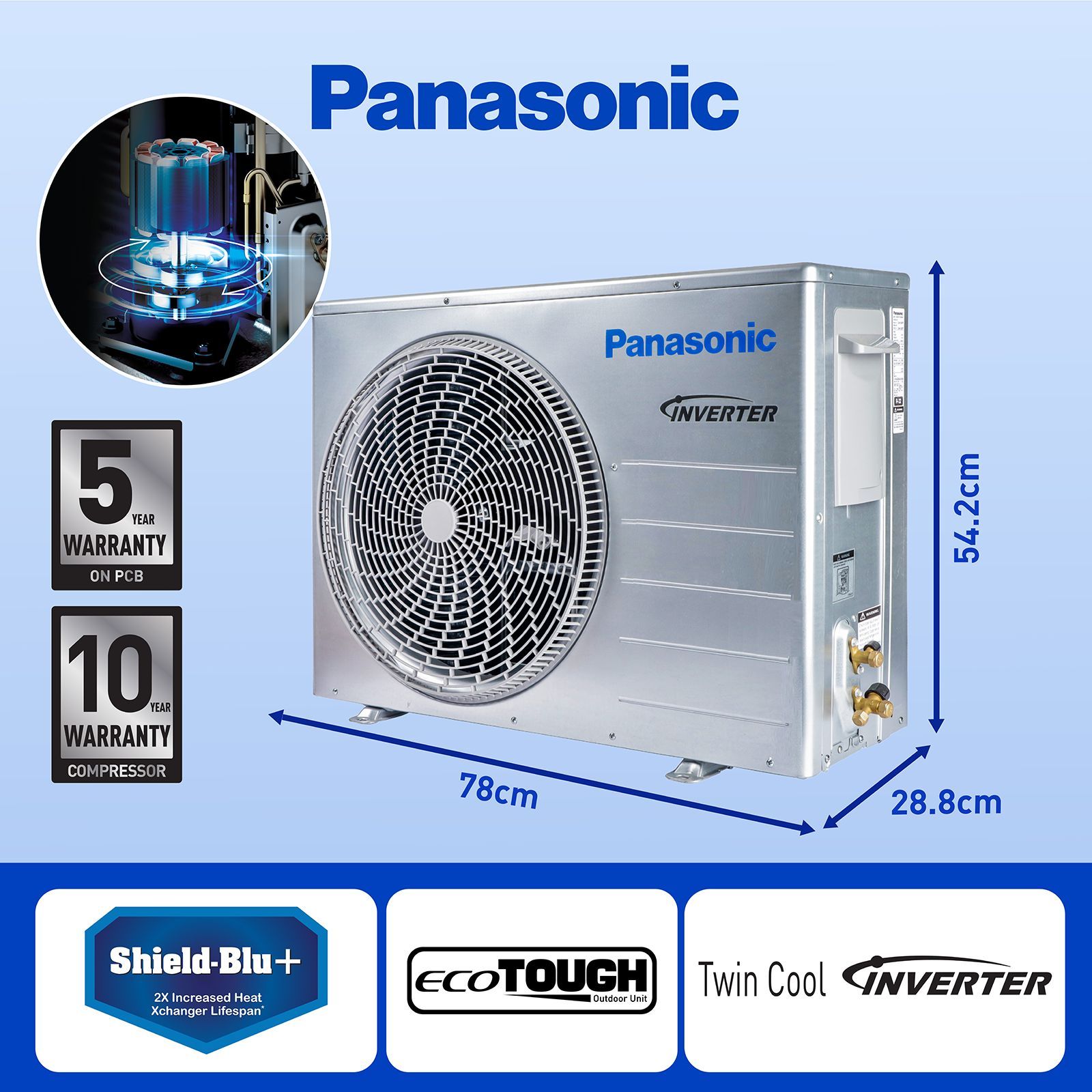 Panasonic 7 in 1 Convertible 1.5 Ton 3 Star Hot & Cold Inverter Split Smart AC with Google Assistant Support (Copper Condenser, CS/CU-KZ18ZKYF) Panasonic 7 in 1 Convertible 1.5 Ton 3 Star Hot & Cold Inverter Split Smart AC with Google Assistant Support (Copper Condenser, CS/CU-KZ18ZKYF)_12