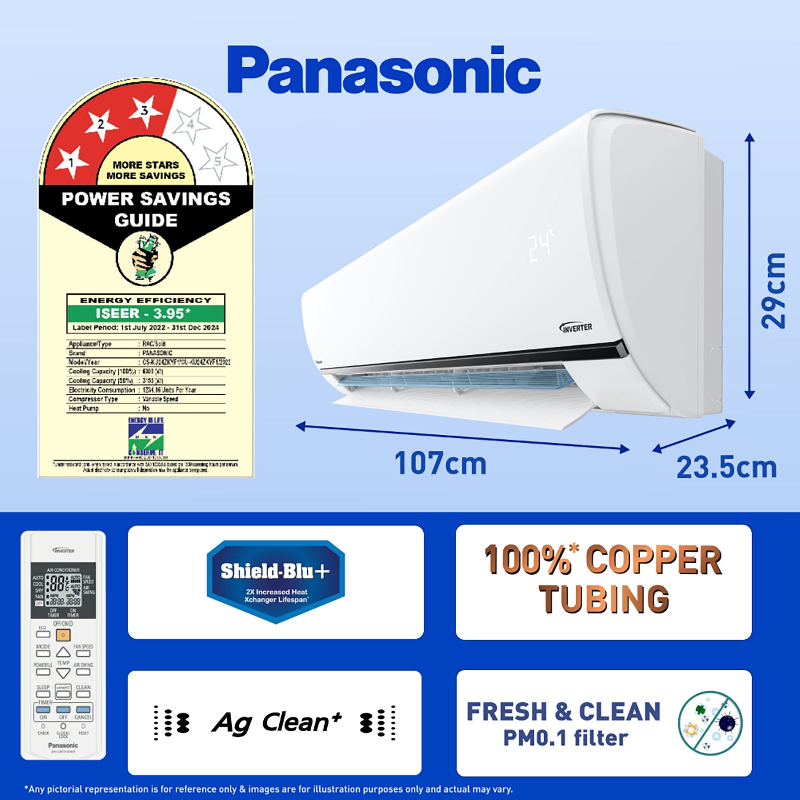 Panasonic 7 in 1 Convertible 2 Ton 3 Star Inverter Split AC (Copper Condenser, PM 0.1 Filter, CS/CU-KU24ZKYF1)_8