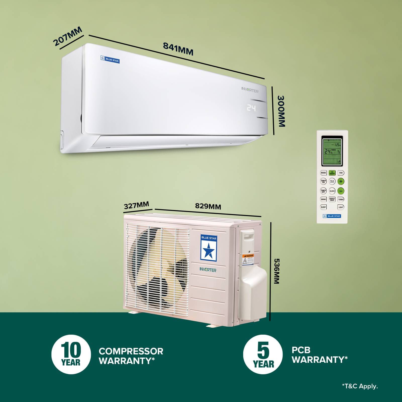 Blue Star 4 in 1 Convertible 1.5 Ton 3 Star Inverter Split AC with Dust Filter (Copper Condenser, IB318YKU) Blue Star 4 in 1 Convertible 1.5 Ton 3 Star Inverter Split AC with Dust Filter (Copper Condenser, IB318YKU)_16