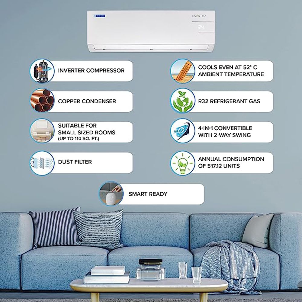 Blue Star 4 In 1 Convertible 1 Ton 3 Star Inverter Split AC with Self Diagnosis (Copper Condenser, IA312YNU) Blue Star 4 In 1 Convertible 1 Ton 3 Star Inverter Split AC with Self Diagnosis (Copper Condenser, IA312YNU)_11
