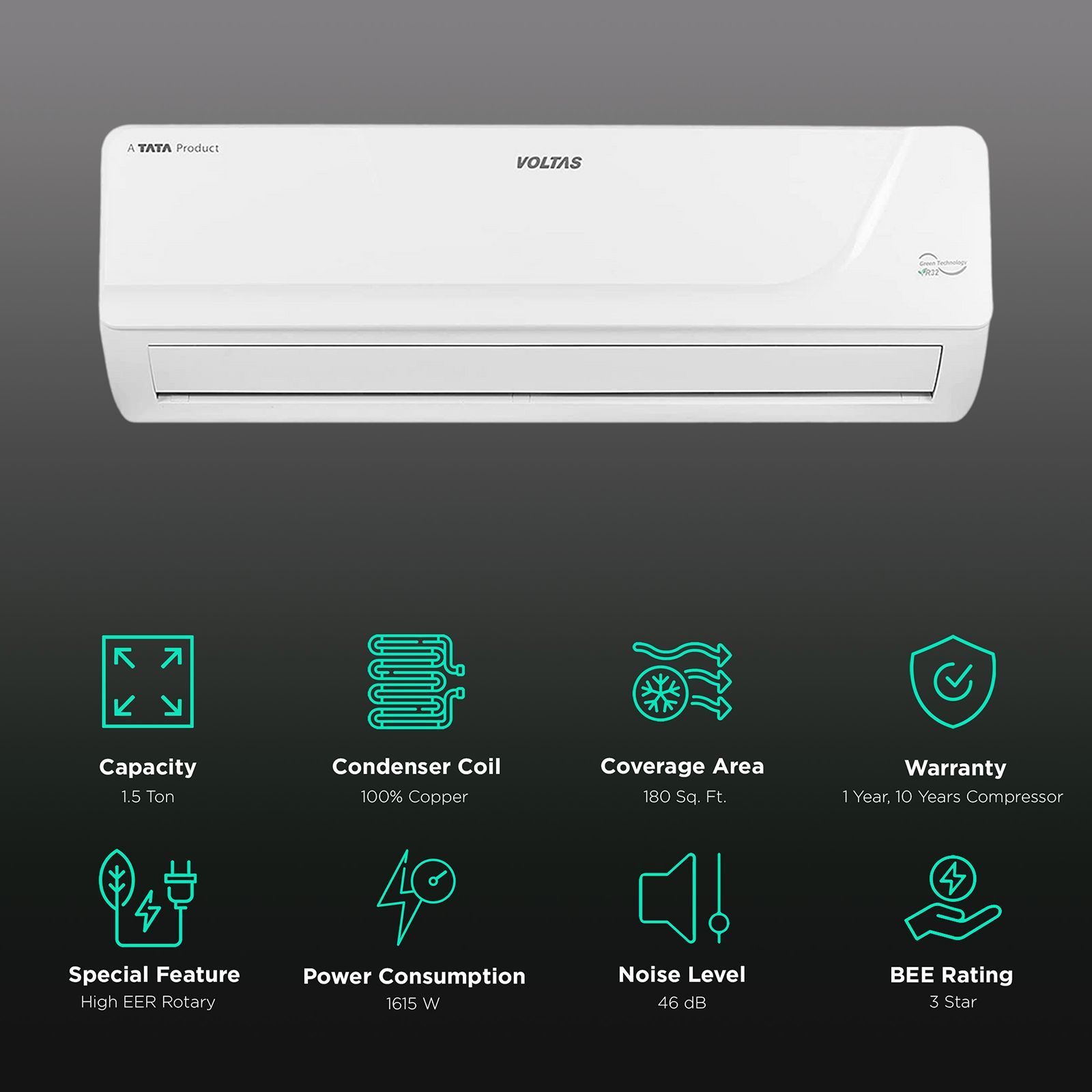 VOLTAS 183V Vectra Platina 4 in 1 Convertible 1.5 Ton 3 Star Inverter Split AC with Anti Microbial Air FIlteration (Copper Condenser, 4503448)_2