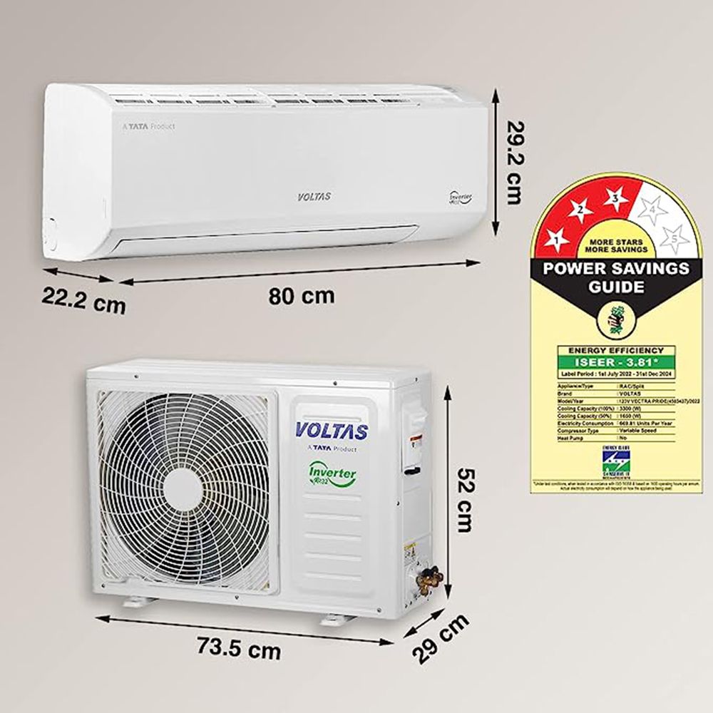 VOLTAS Vectra Pride 4 in 1 Convertible 1 Ton 3 Star Inverter Split AC with Self Diagnosis (Copper Condenser, 123V Vectra Pride)_11