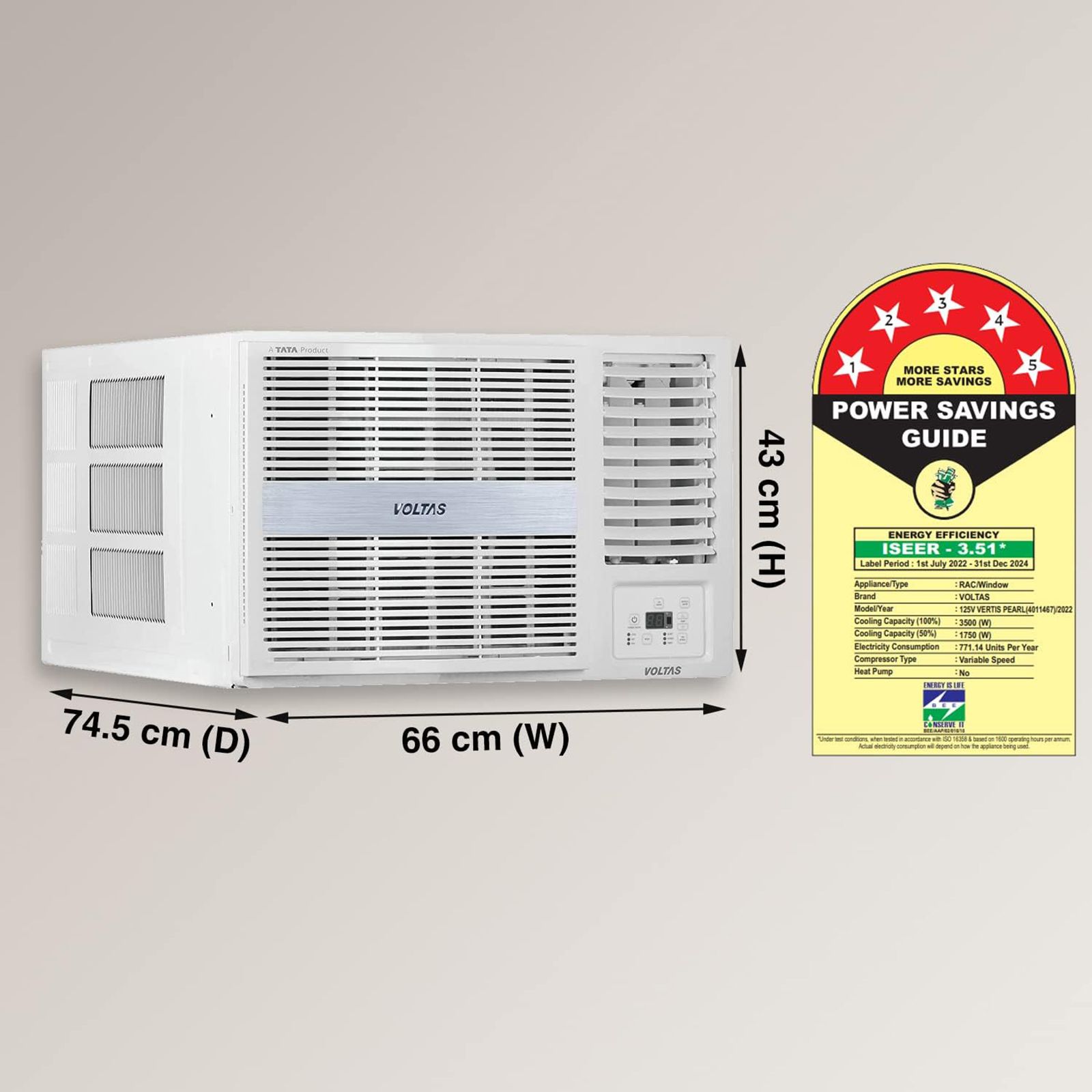 VOLTAS Vertis 2 in 1 Convertible 1 Ton 5 Star Inverter Window AC with Dual Filter Protection (Copper Condenser, 125V Vertis Pearl)_7