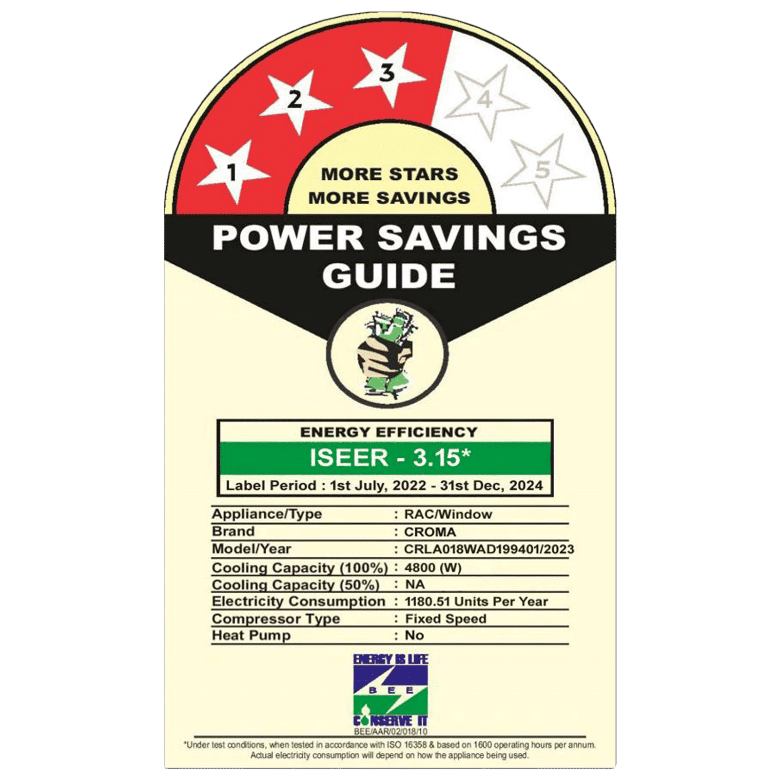 Croma 1.5 Ton 3 Star Fixed Speed Window AC (Copper Condenser, Dust Filter)_2