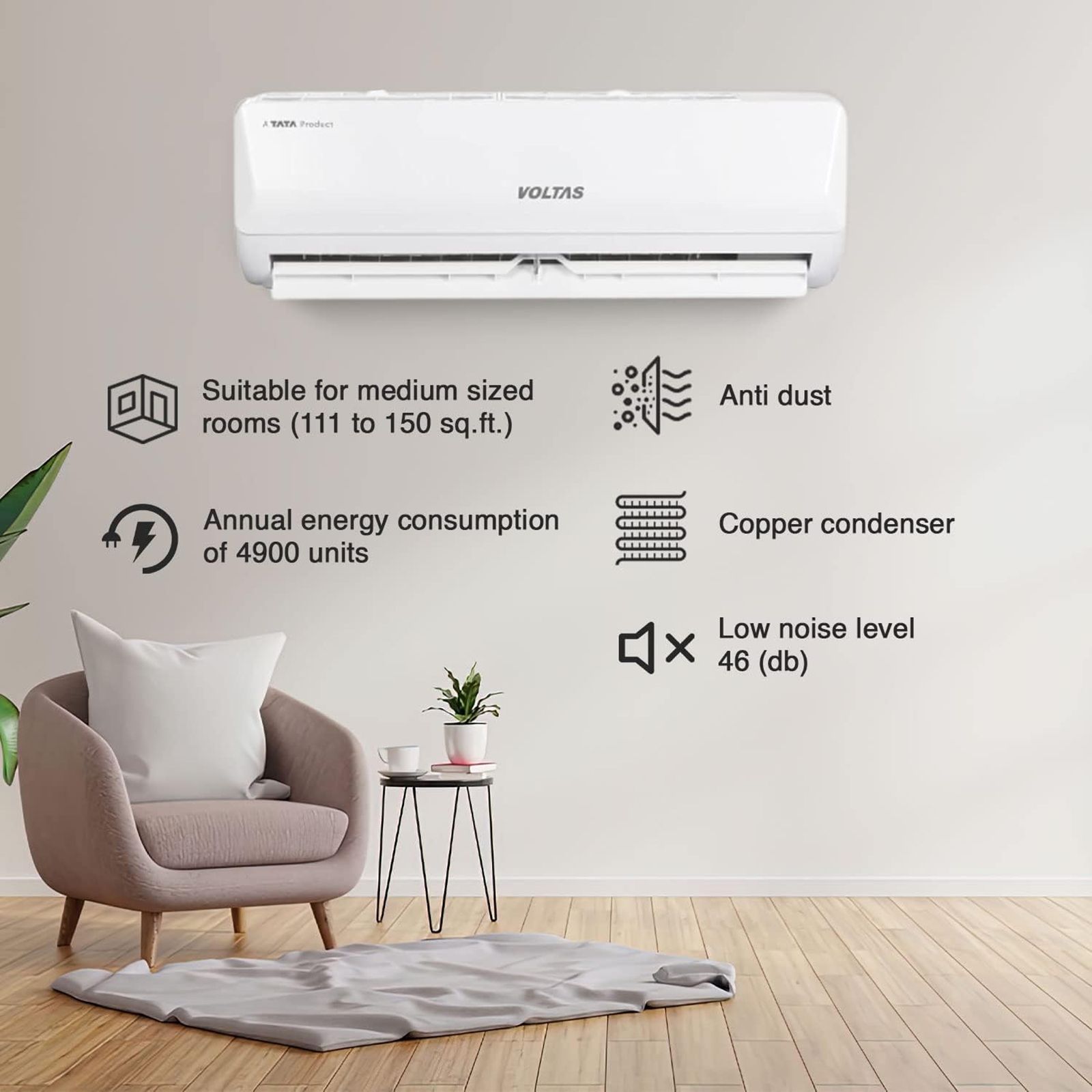 VOLTAS Vertis 5 in 1 Convertible 1.5 Ton 3 Star Inverter Split AC with 4-Way Swing (Copper Condenser, 183V Vertis Emerald Marvel) VOLTAS Vertis 5 in 1 Convertible 1.5 Ton 3 Star Inverter Split AC with 4-Way Swing (Copper Condenser, 183V Vertis Emerald Marvel)_8