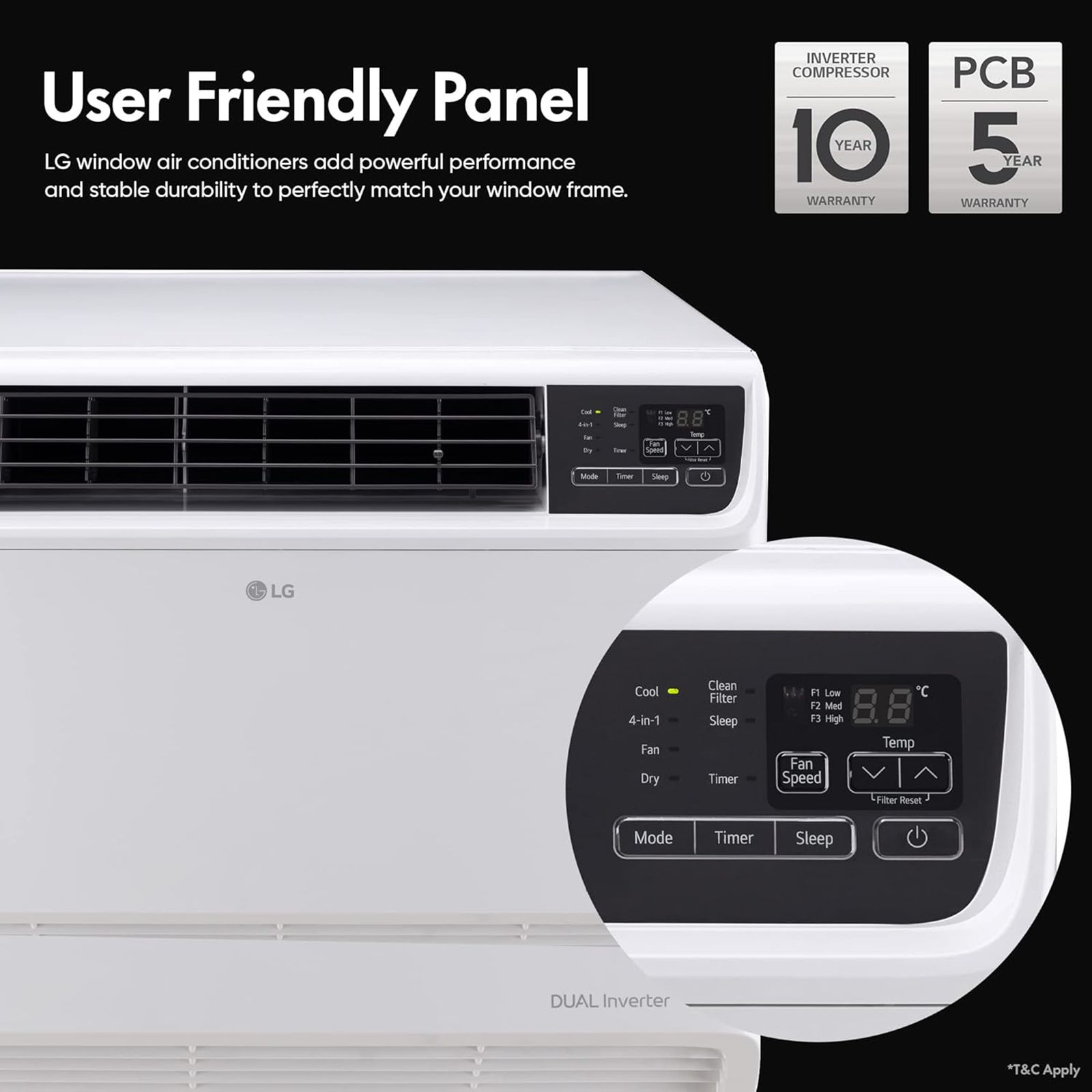 LG 4 in 1 Convertible 1.5 Ton 5 Star Dual Inverter Window AC with Smart Diagnosis System (Copper Condenser, RW-Q18WUZA) LG 4 in 1 Convertible 1.5 Ton 5 Star Dual Inverter Window AC with Smart Diagnosis System (Copper Condenser, RW-Q18WUZA)_14