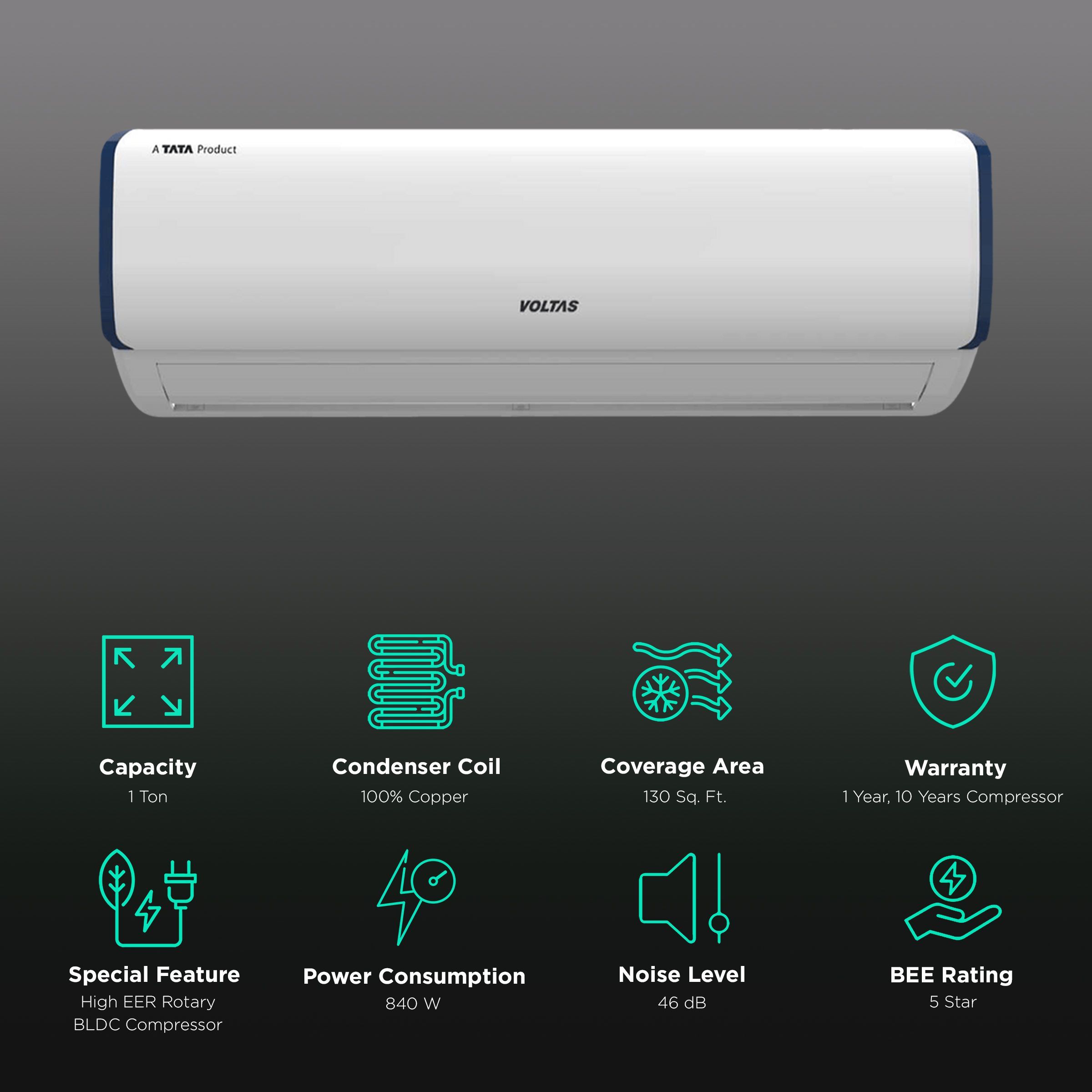 VOLTAS 125V Vectra Pearl Marvel 4 in 1 Convertible 1 Ton 5 Star Inverter Split AC with Anti Dust Filter (Copper Condenser, 4503568)_2