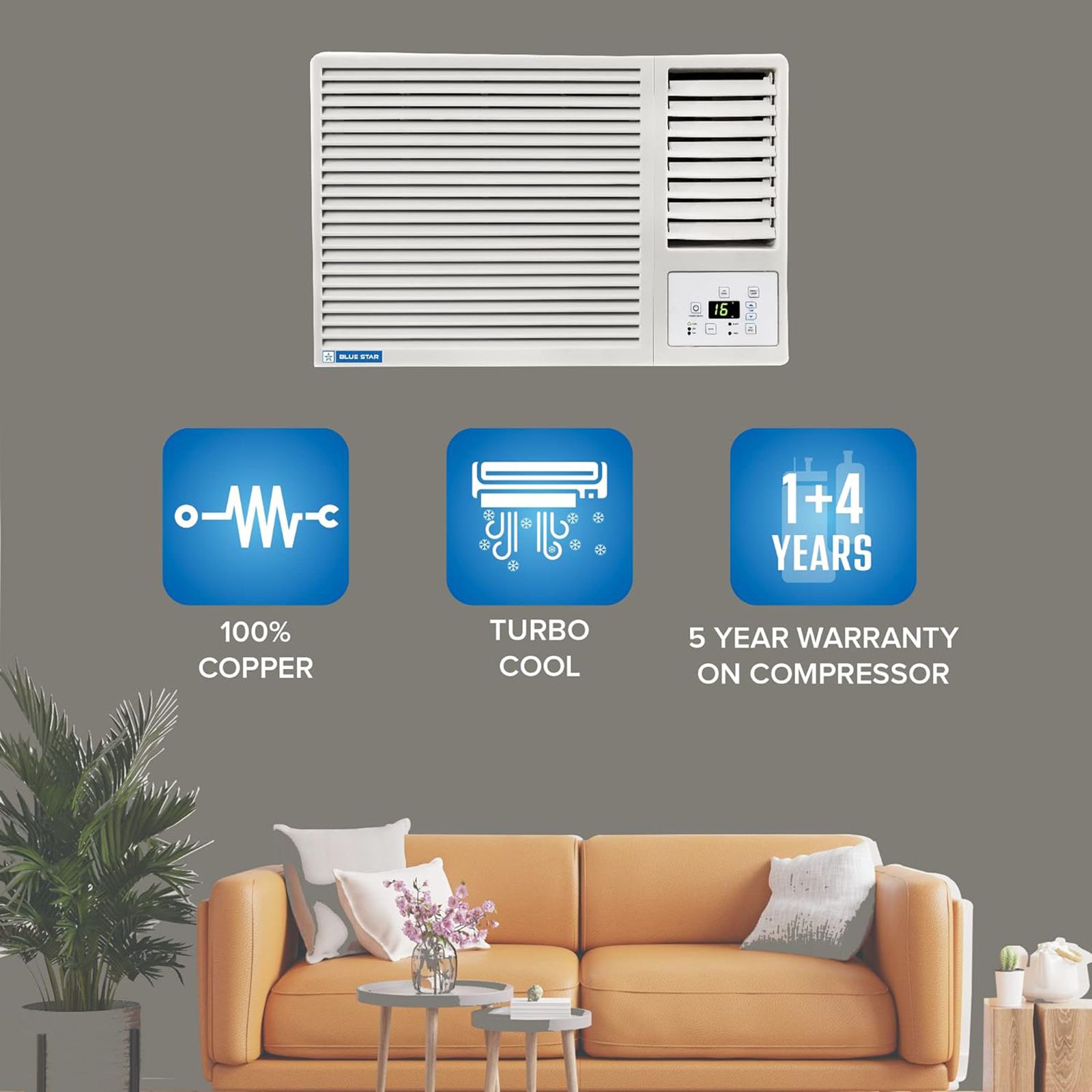 Blue Star 0.75 Ton 3 Star Fixed Speed Window AC (Copper Condenser, Dust Filter, WFA309GN)_6